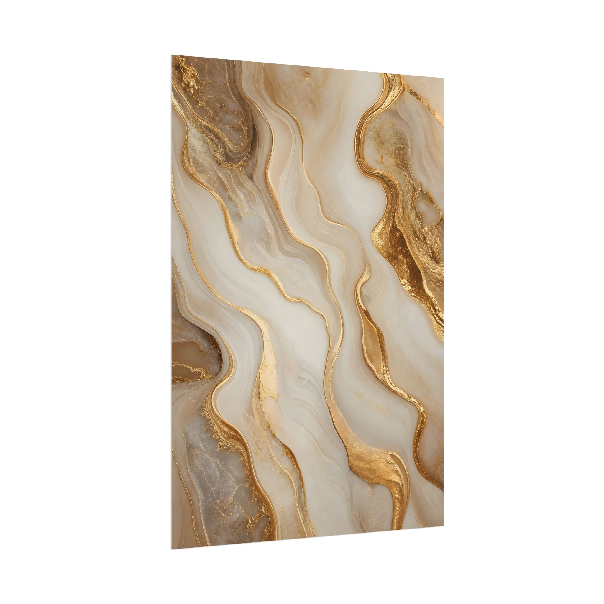Rolled Poster – Gold Marble Abstract Wall Art, Luxe Swirl Print for Living Room & Office