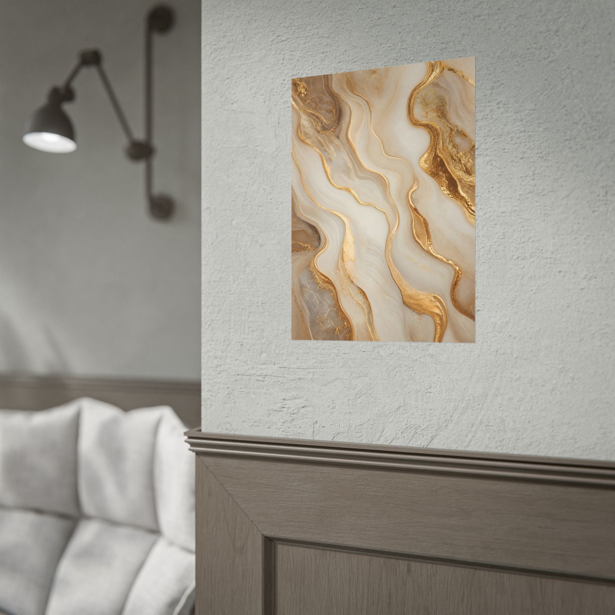 Rolled Poster – Gold Marble Abstract Wall Art, Luxe Swirl Print for Living Room & Office