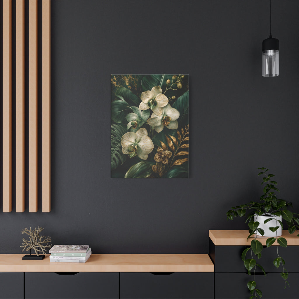 Orchid & Tropical Foliage Matte Canvas Print — Stretched Wall Art