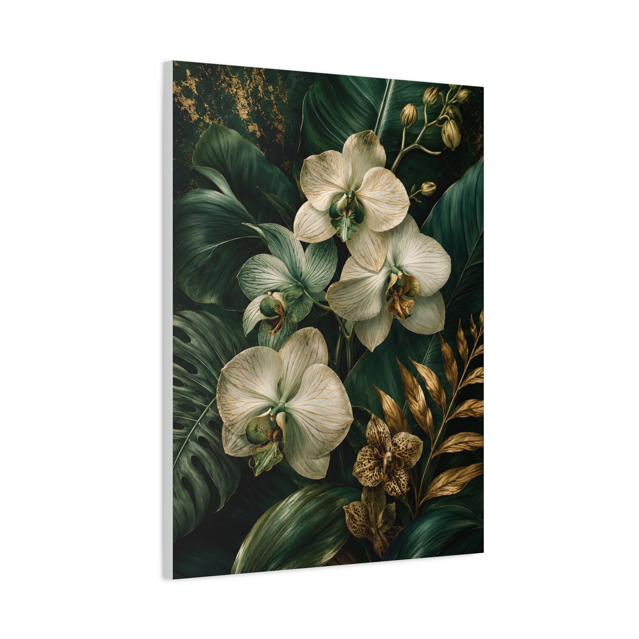 Orchid & Tropical Foliage Matte Canvas Print — Stretched Wall Art