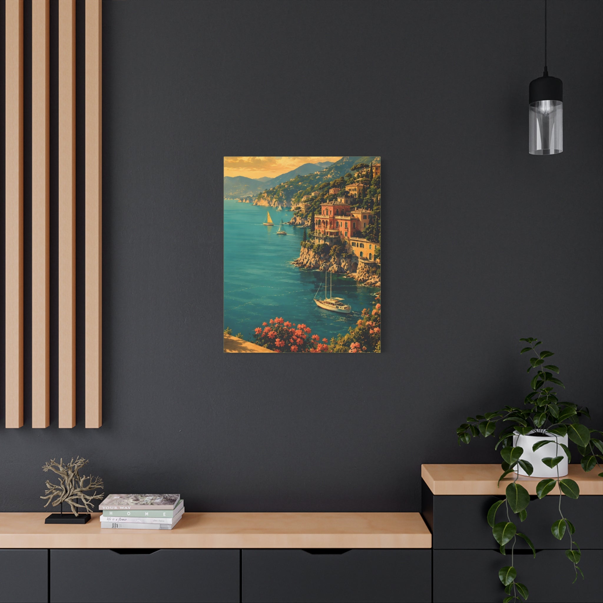 Mediterranean Coastal Canvas Print — Stretched Matte Wall Art