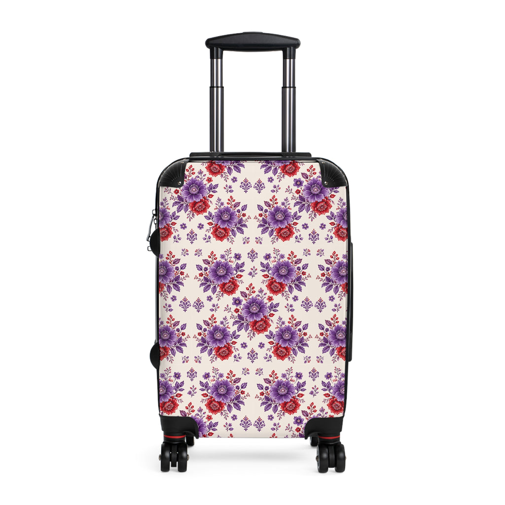 Floral Violet Rose Carry-On Suitcase — Lightweight Patterned Travel Luggage