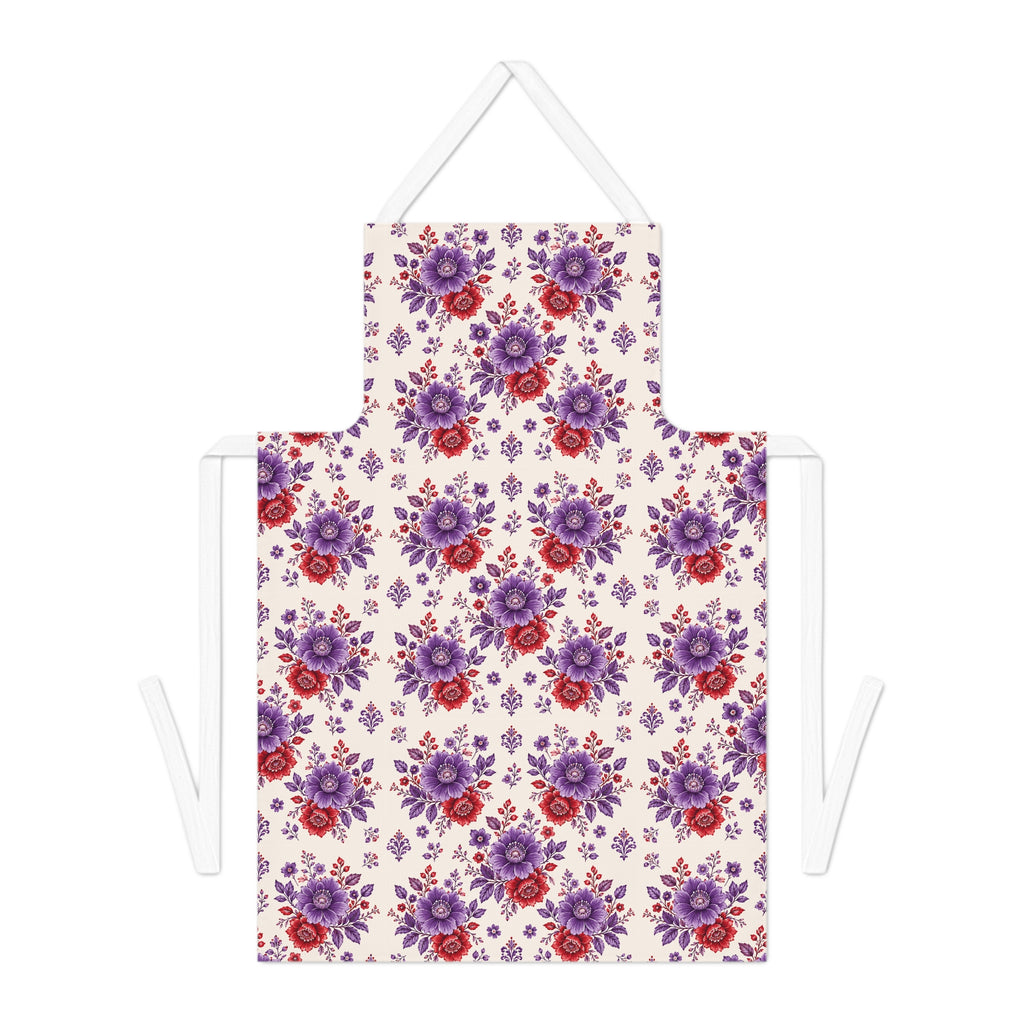 Floral Vintage Apron – Purple & Red Bouquet All-Over Print