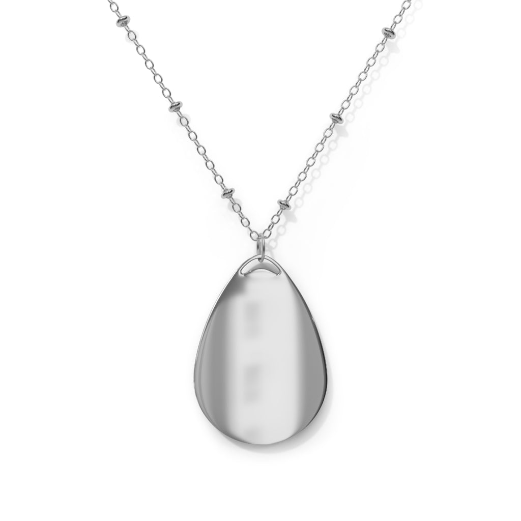 Personalized Oval Photo Necklace — Custom Engraved Teardrop Pendant