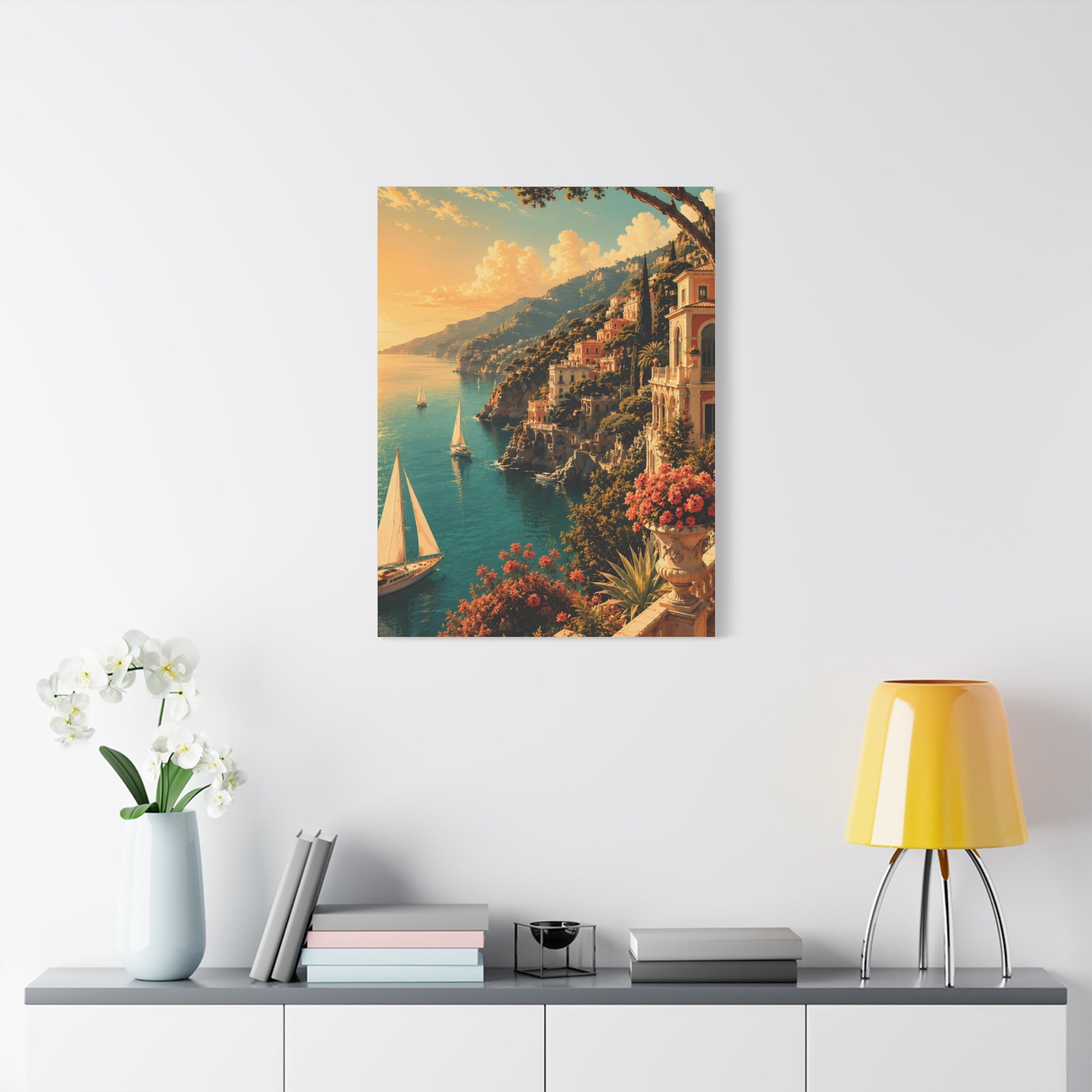 Mediterranean Coastal Sunset Matte Canvas