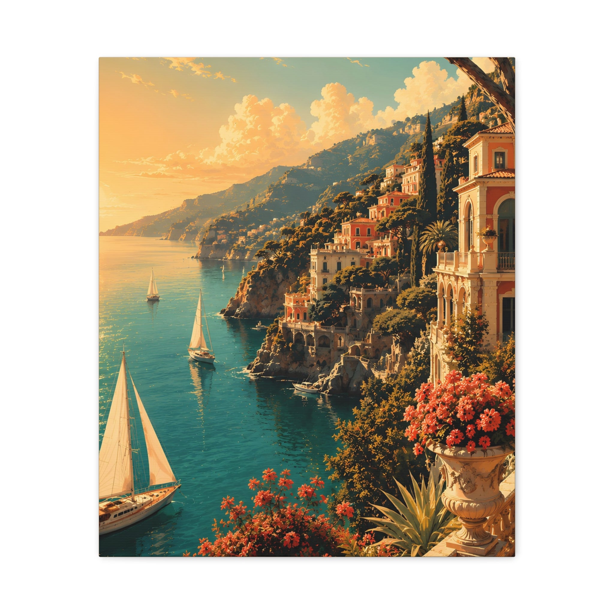 Mediterranean Coastal Sunset Matte Canvas