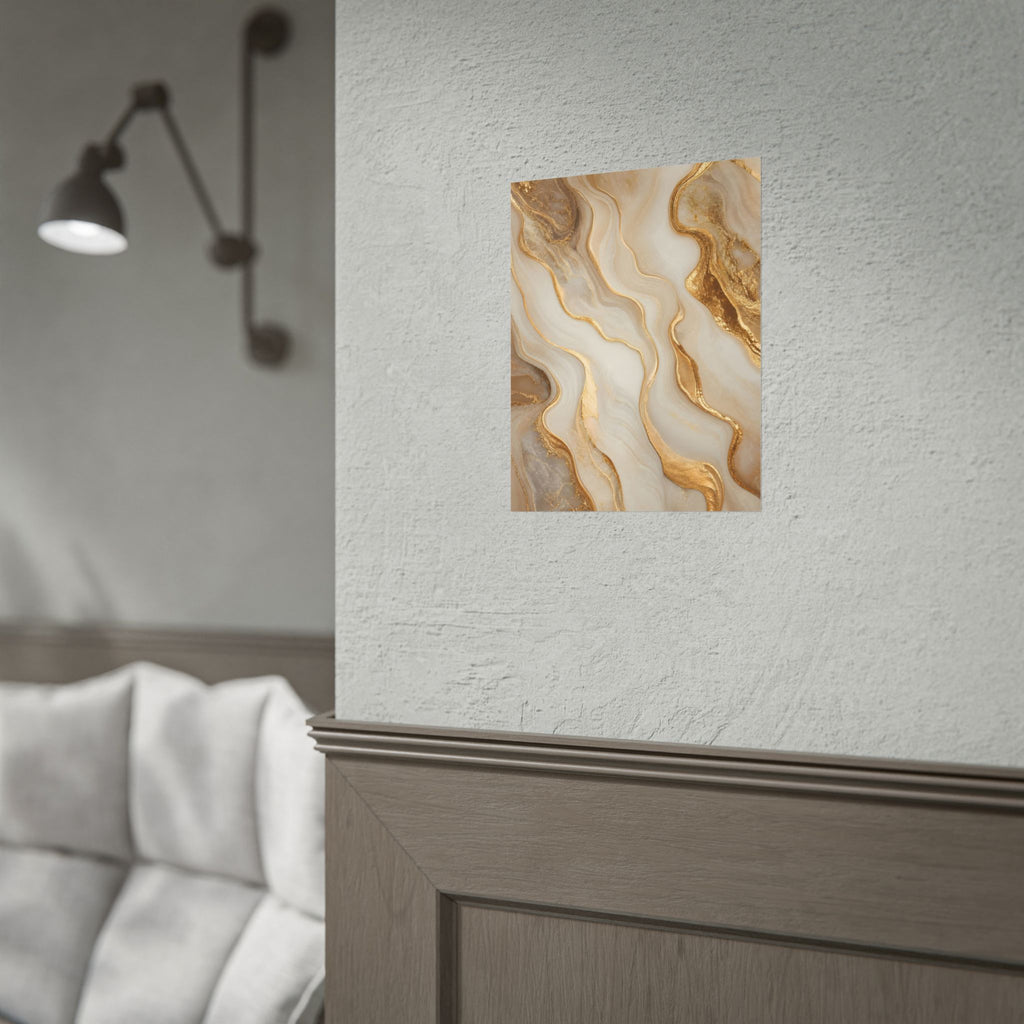 Rolled Poster – Gold Marble Abstract Wall Art, Luxe Swirl Print for Living Room & Office