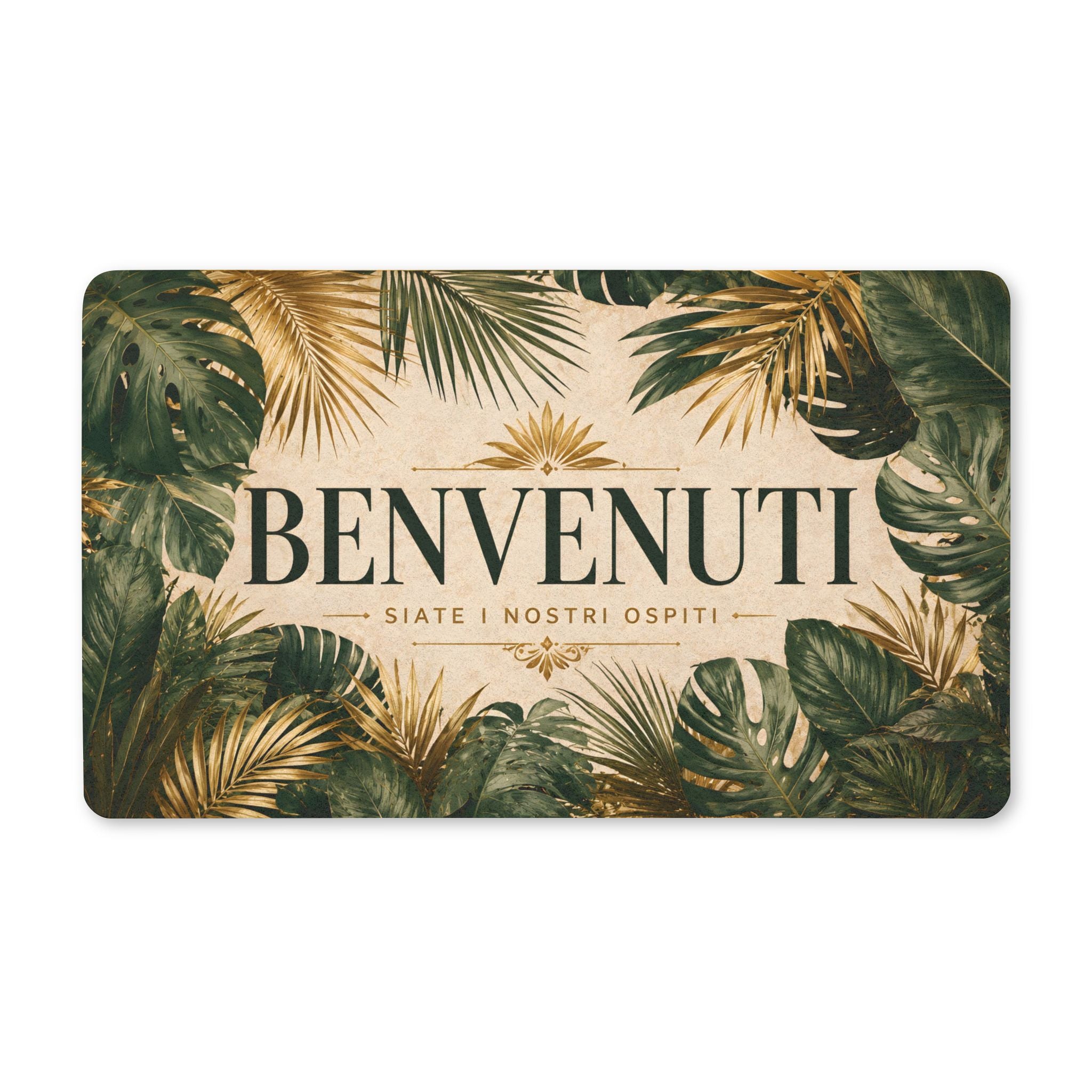 Benvenuti Tropical Welcome Doormat — Polyester Indoor/Outdoor Mat