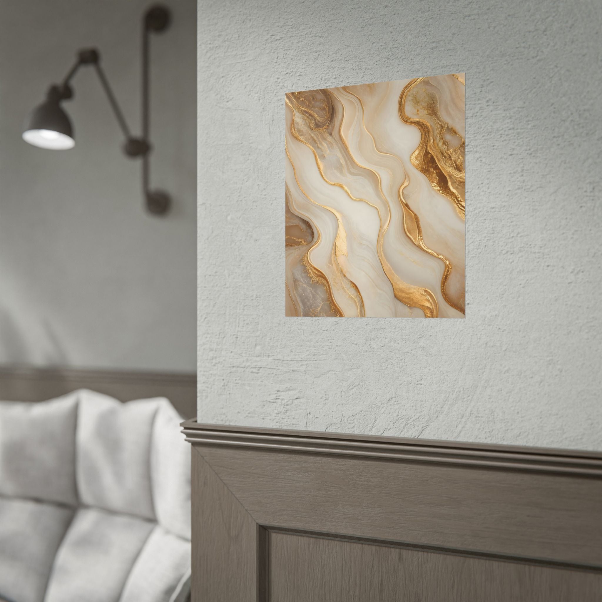 Rolled Poster – Gold Marble Abstract Wall Art, Luxe Swirl Print for Living Room & Office