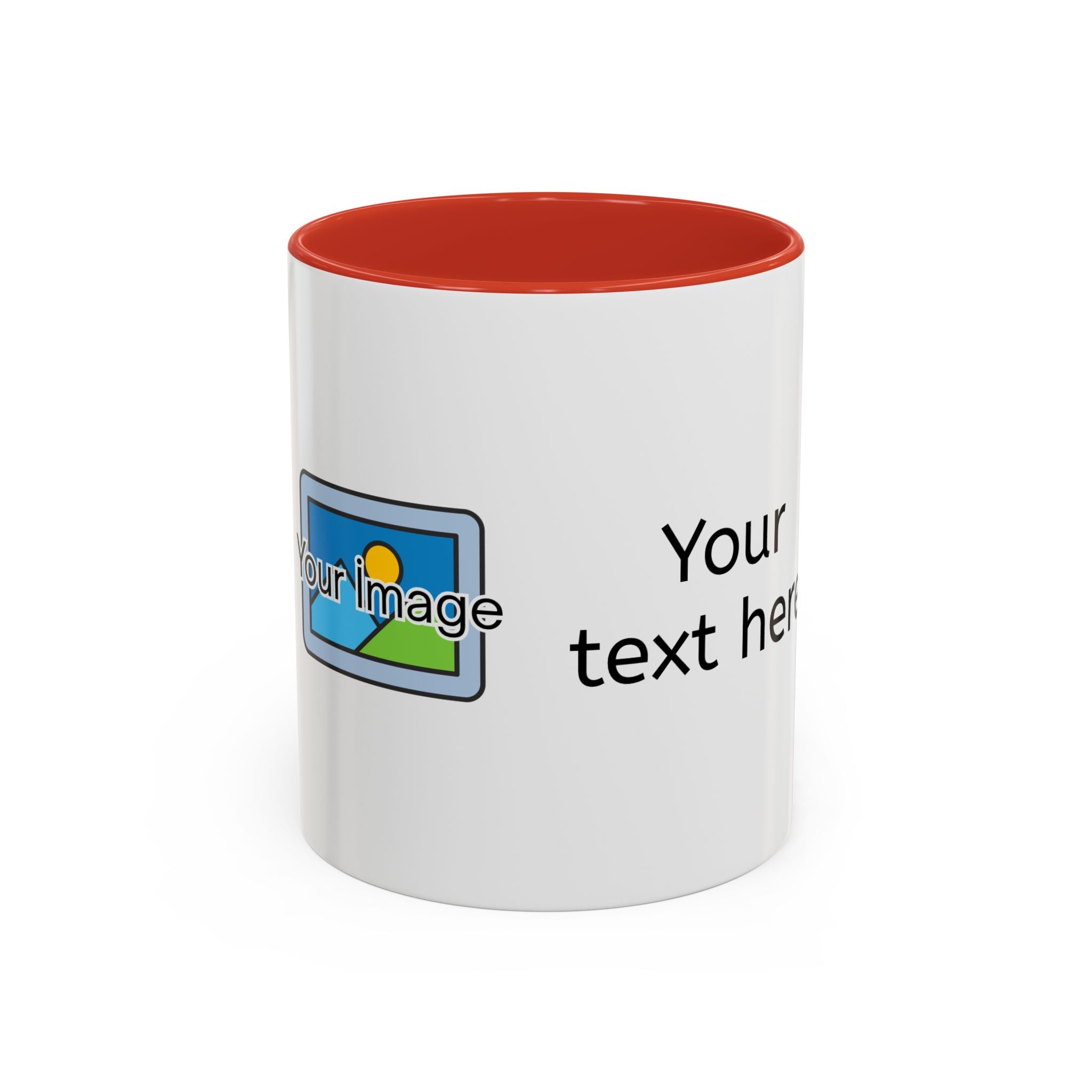 Personalized Accent Coffee Mug - Custom Text & Image, 11oz/15oz