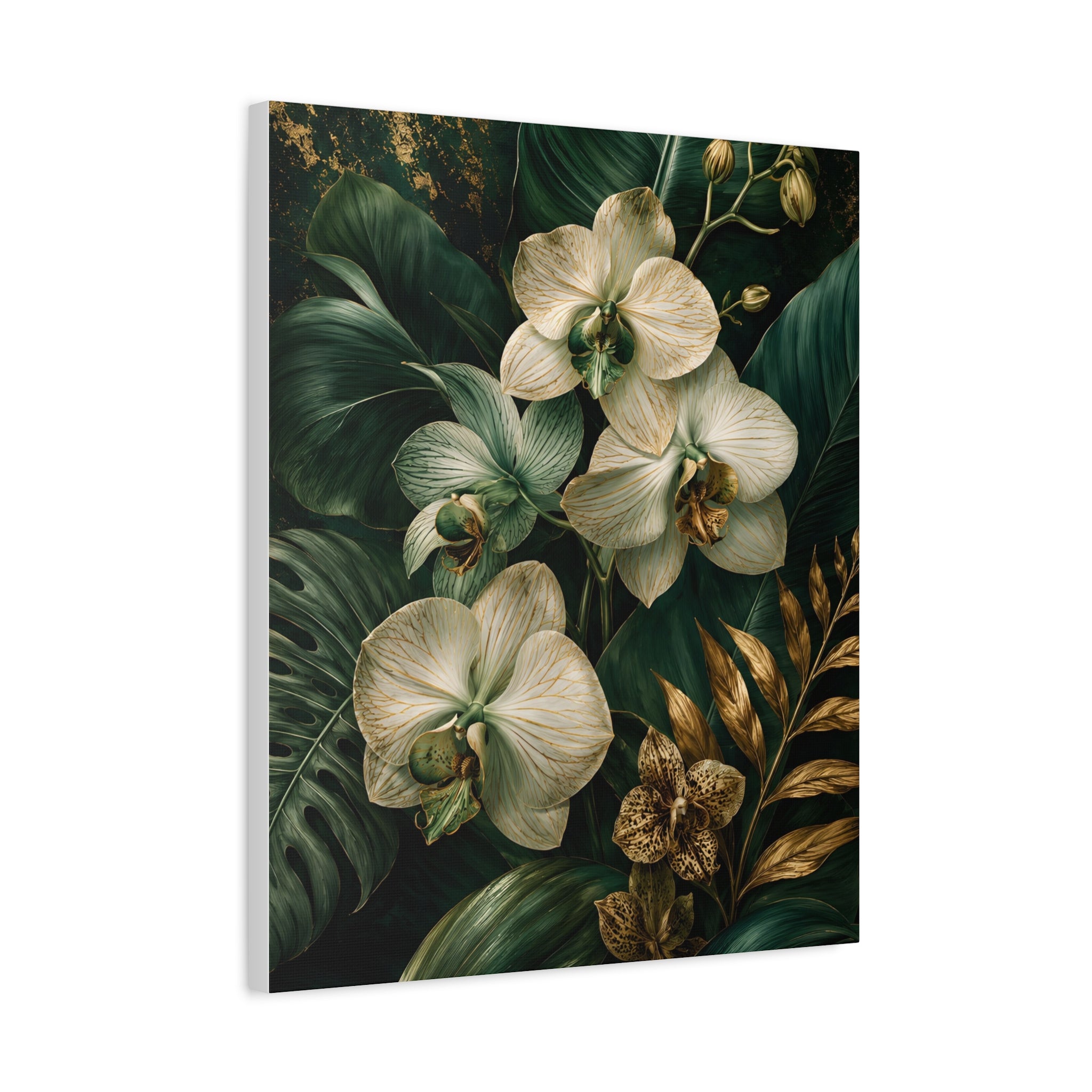 Orchid & Tropical Foliage Matte Canvas Print — Stretched Wall Art