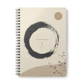 Zen Circle A5 Spiral Notebook — Minimalist Wirobound Journal with 'Notebook' Brushstroke Design