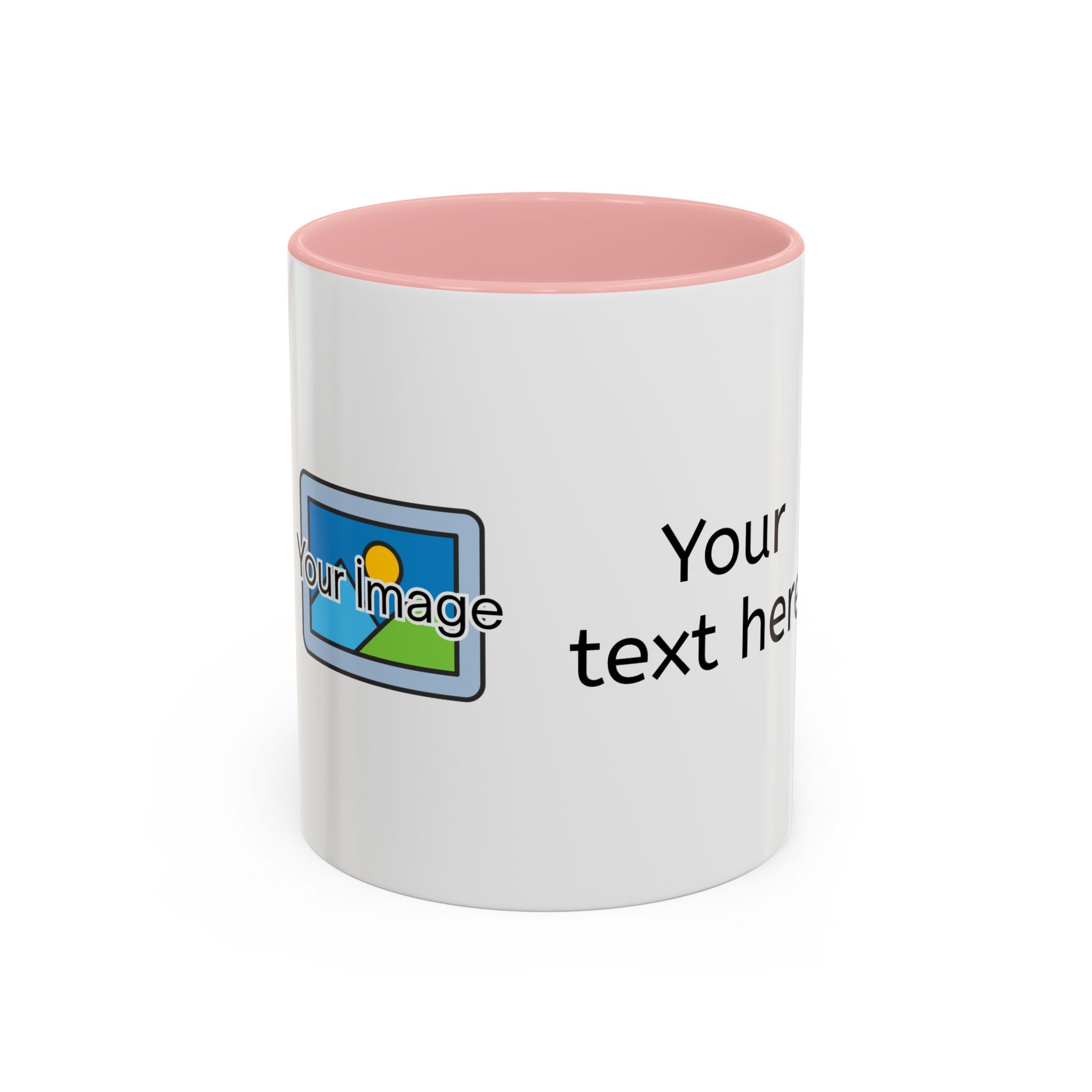 Personalized Accent Coffee Mug - Custom Text & Image, 11oz/15oz