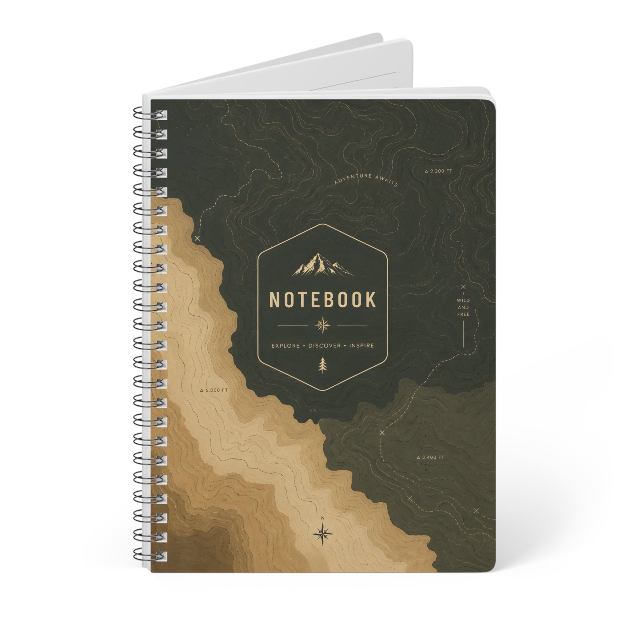 A5 Topographic Adventure Notebook — 'Notebook' Mountain Design Wirobound Journal