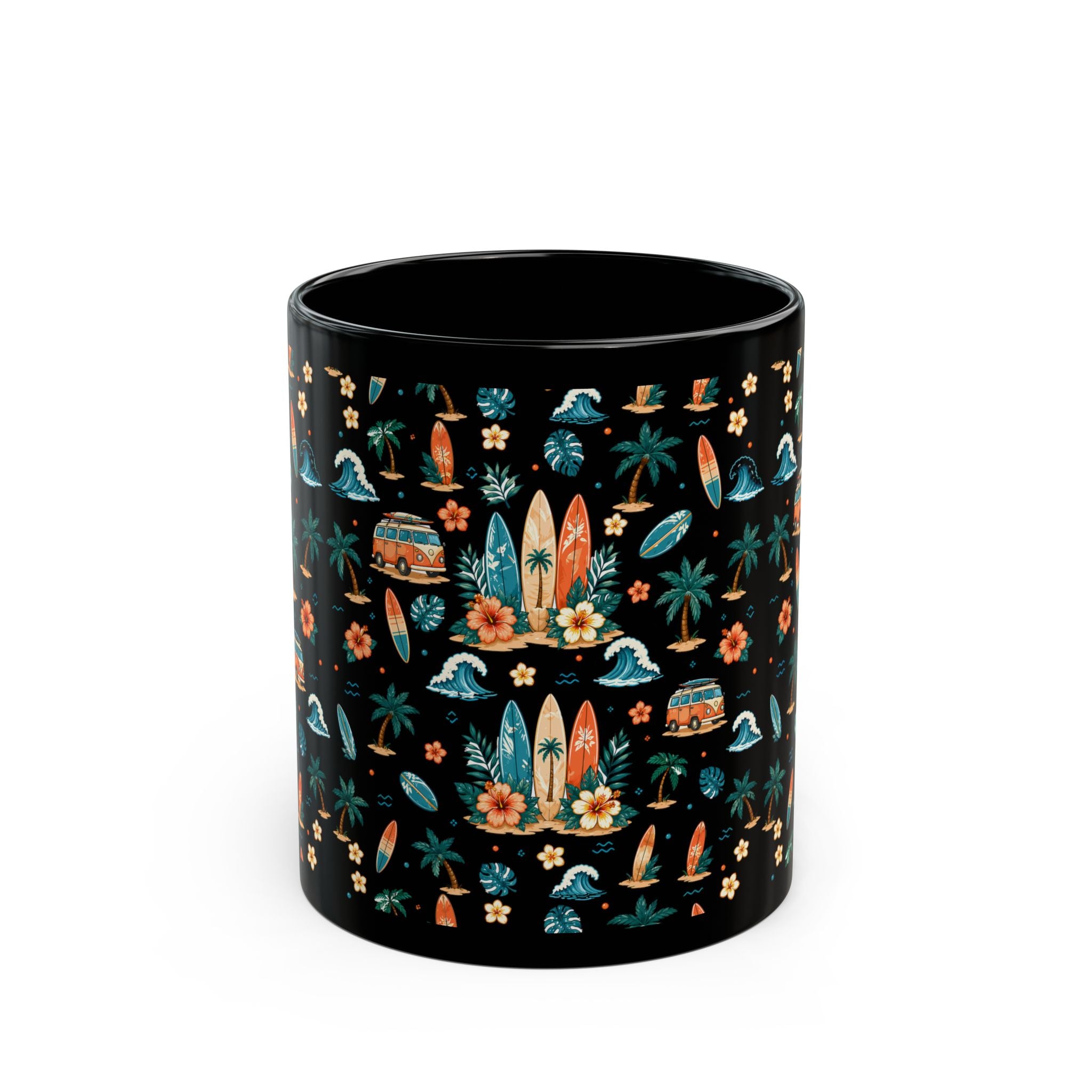 Tropical Surf Mug — Retro Hawaiian Surfboard Pattern Coffee Cup