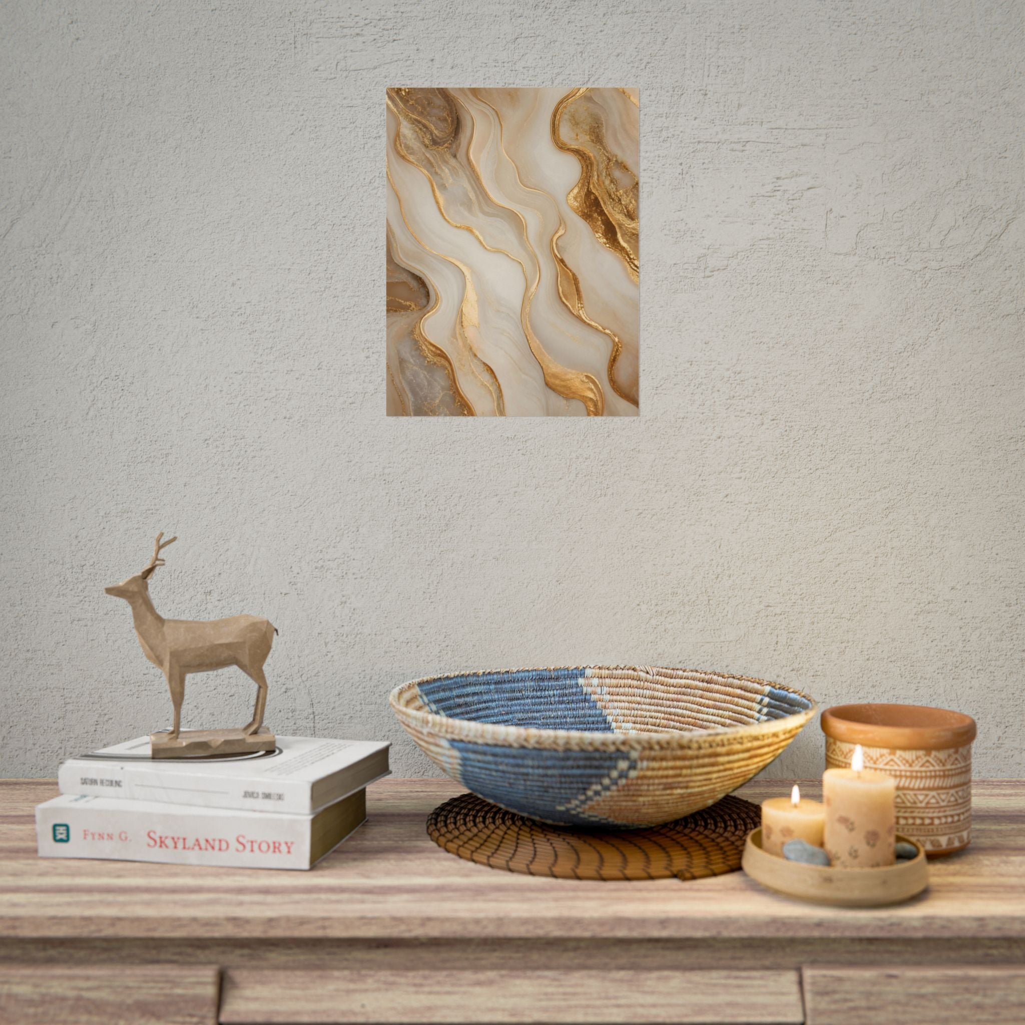 Rolled Poster – Gold Marble Abstract Wall Art, Luxe Swirl Print for Living Room & Office