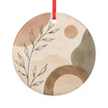 Abstract Boho Ceramic Ornament — Neutral Earth Tones, Two-Sided Holiday Decor