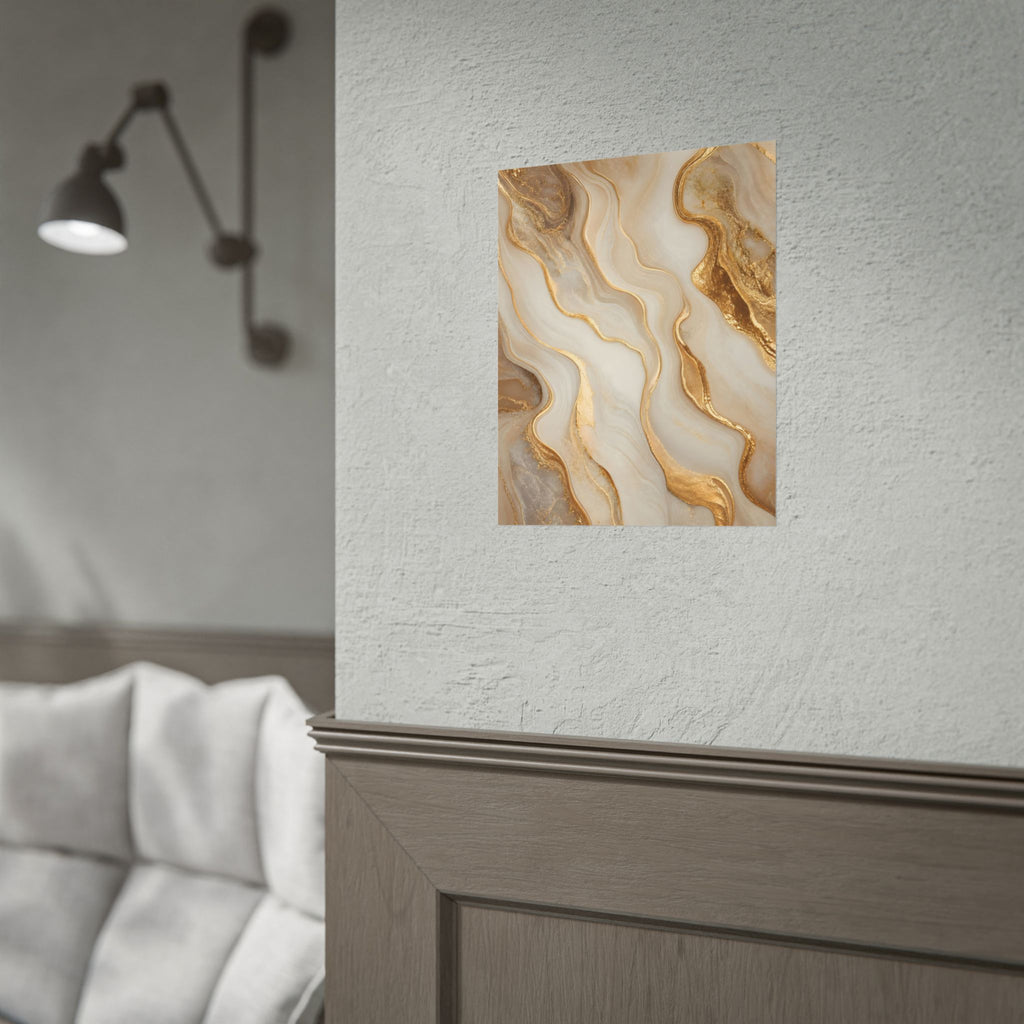 Rolled Poster – Gold Marble Abstract Wall Art, Luxe Swirl Print for Living Room & Office