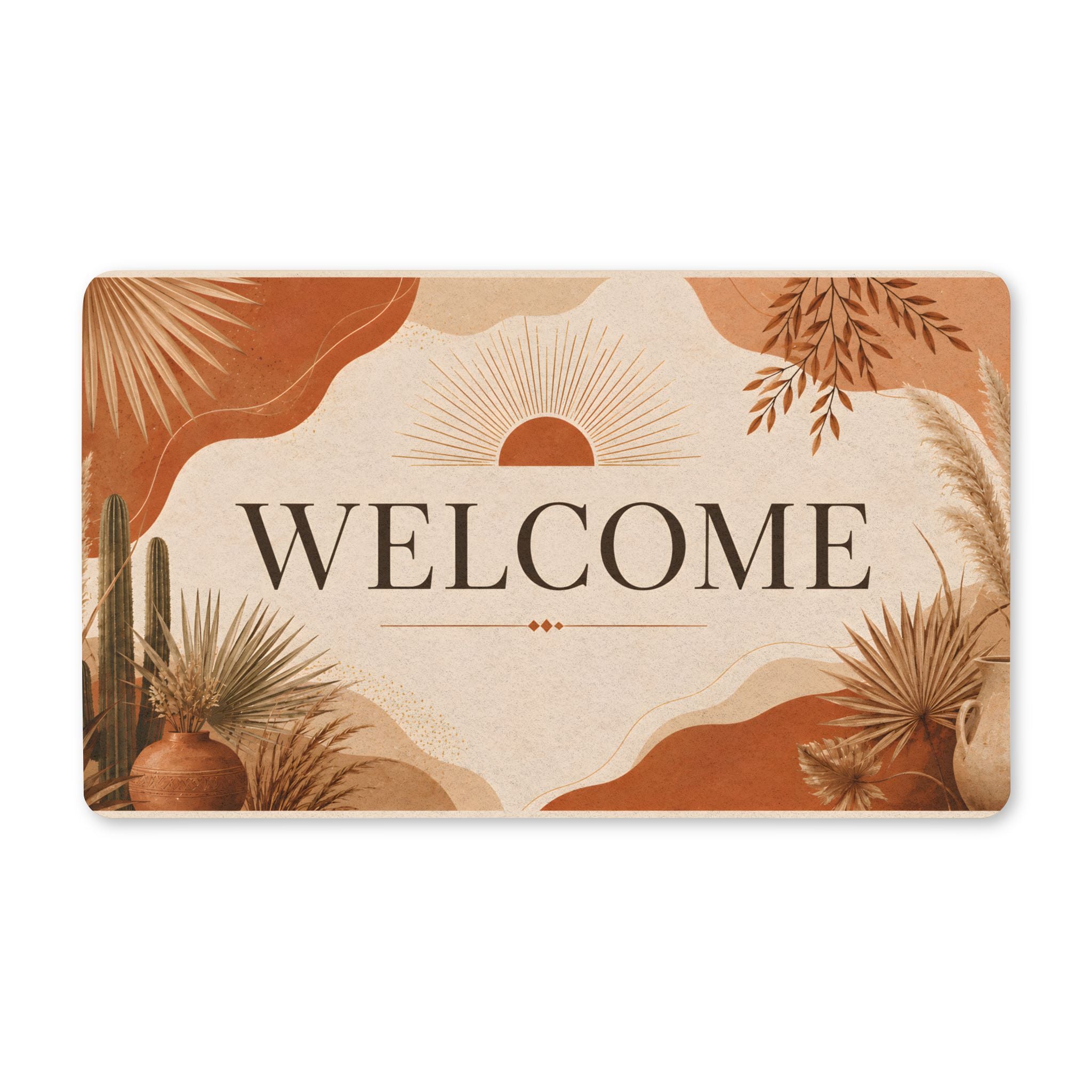 Welcome Doormat — Boho Desert Polyester Entry Rug
