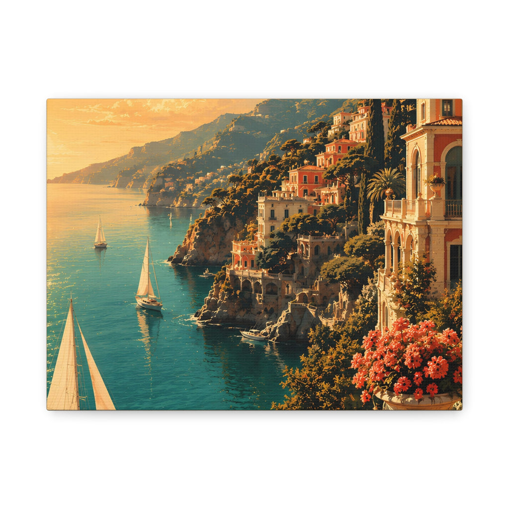 Mediterranean Coastal Sunset Matte Canvas