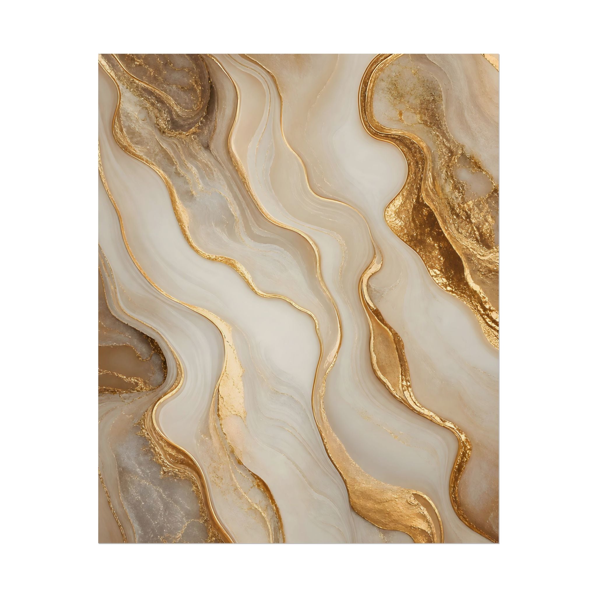 Rolled Poster – Gold Marble Abstract Wall Art, Luxe Swirl Print for Living Room & Office