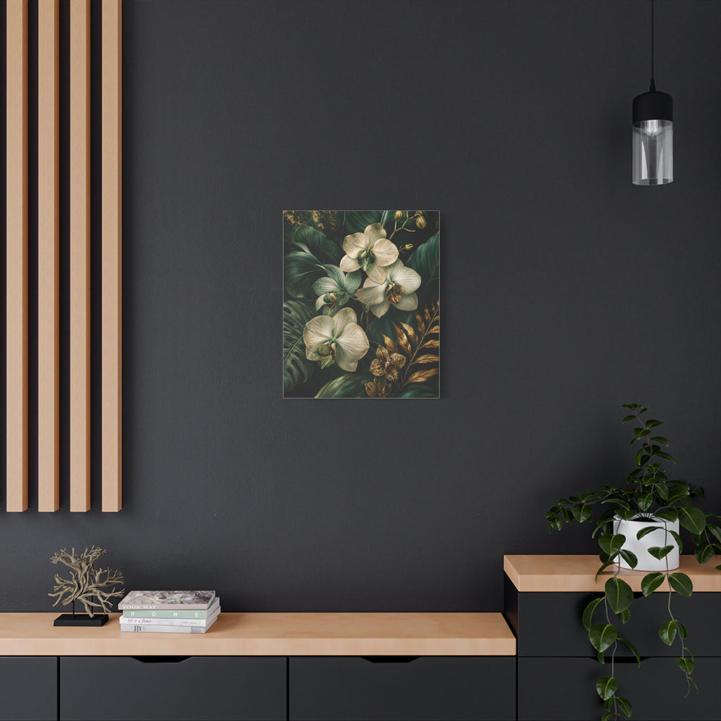 Orchid & Tropical Foliage Matte Canvas Print — Stretched Wall Art