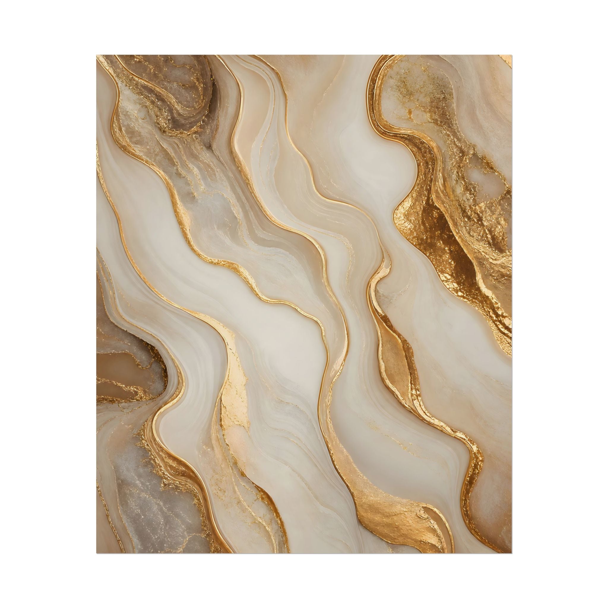 Rolled Poster – Gold Marble Abstract Wall Art, Luxe Swirl Print for Living Room & Office