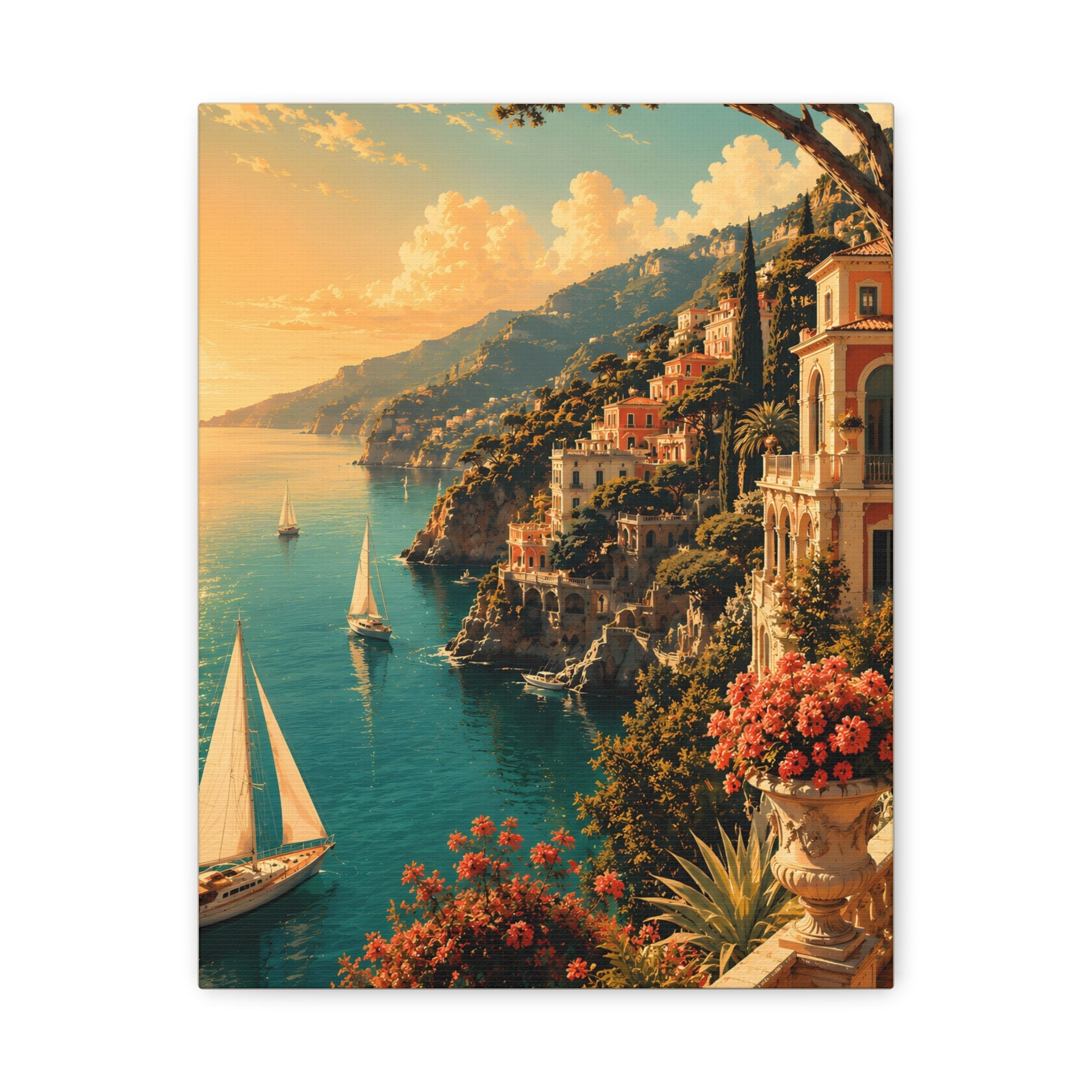Mediterranean Coastal Sunset Matte Canvas