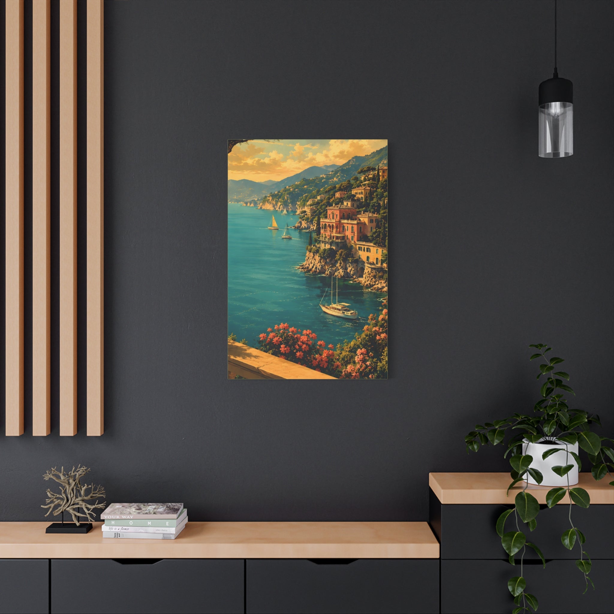 Mediterranean Coastal Canvas Print — Stretched Matte Wall Art