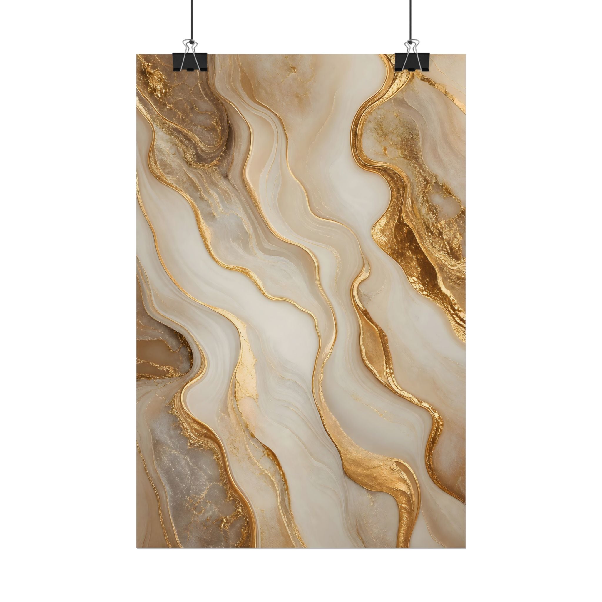 Rolled Poster – Gold Marble Abstract Wall Art, Luxe Swirl Print for Living Room & Office