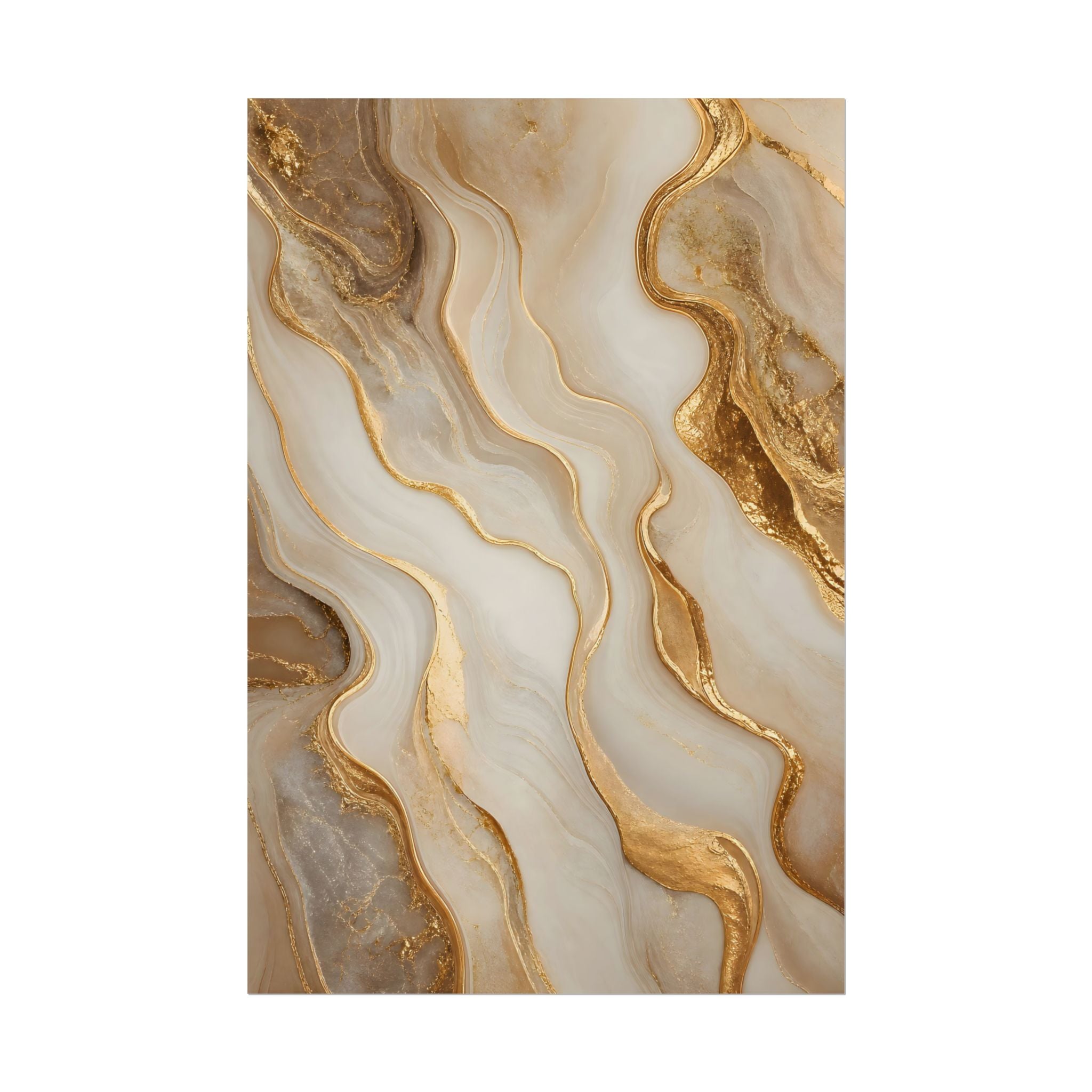 Rolled Poster – Gold Marble Abstract Wall Art, Luxe Swirl Print for Living Room & Office