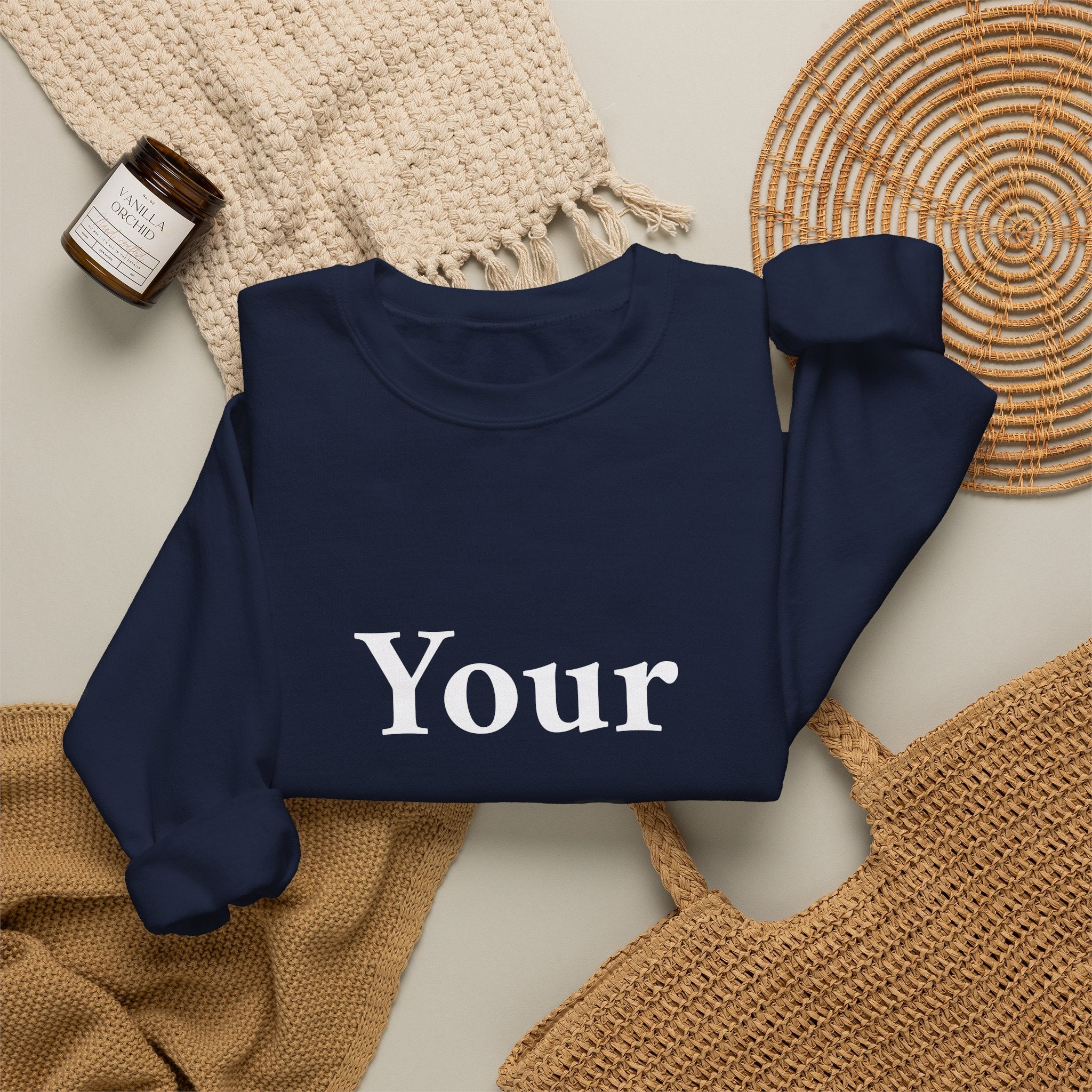 Custom Text Crewneck Sweatshirt — Personalized Minimalist Sweatshirt
