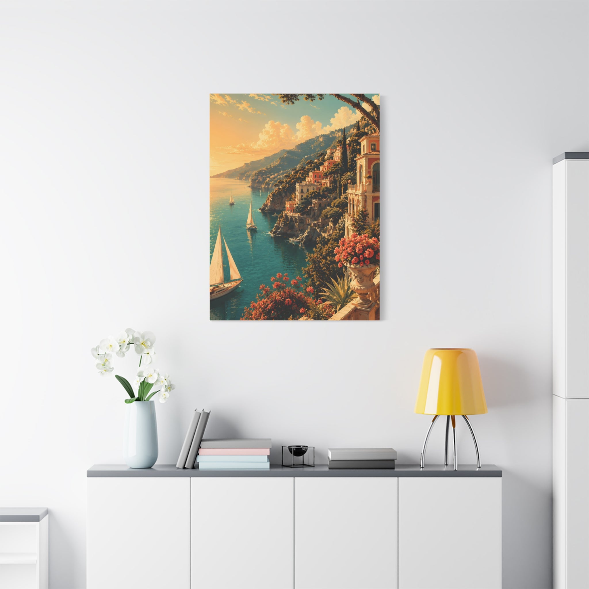 Mediterranean Coastal Sunset Matte Canvas