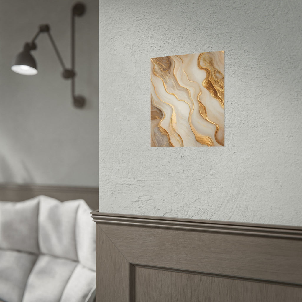 Rolled Poster – Gold Marble Abstract Wall Art, Luxe Swirl Print for Living Room & Office
