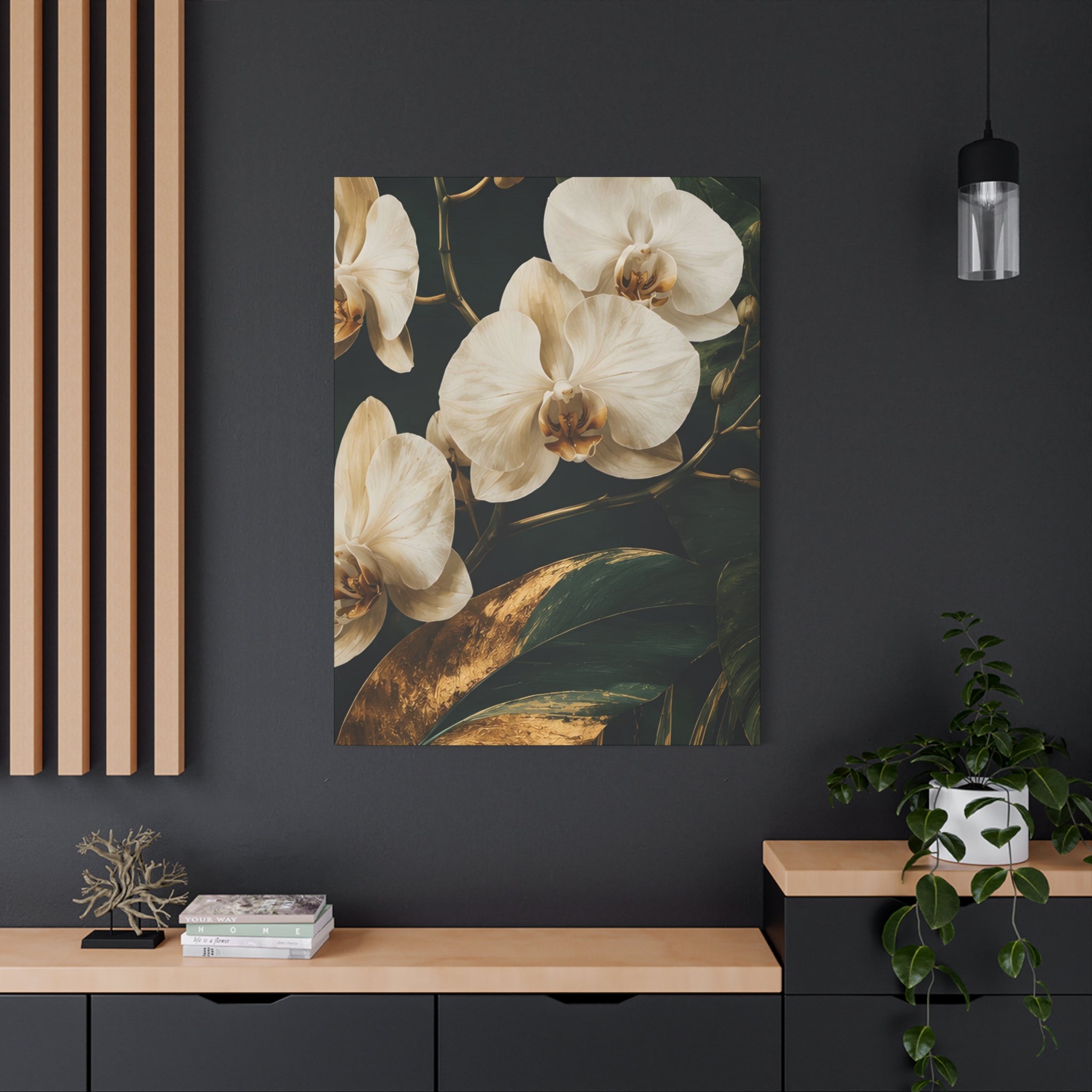 Orchid Botanical Matte Canvas Print — Stretched 1.25"