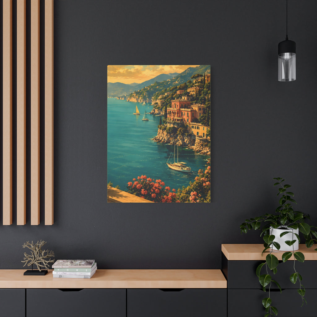 Mediterranean Coastal Canvas Print — Stretched Matte Wall Art