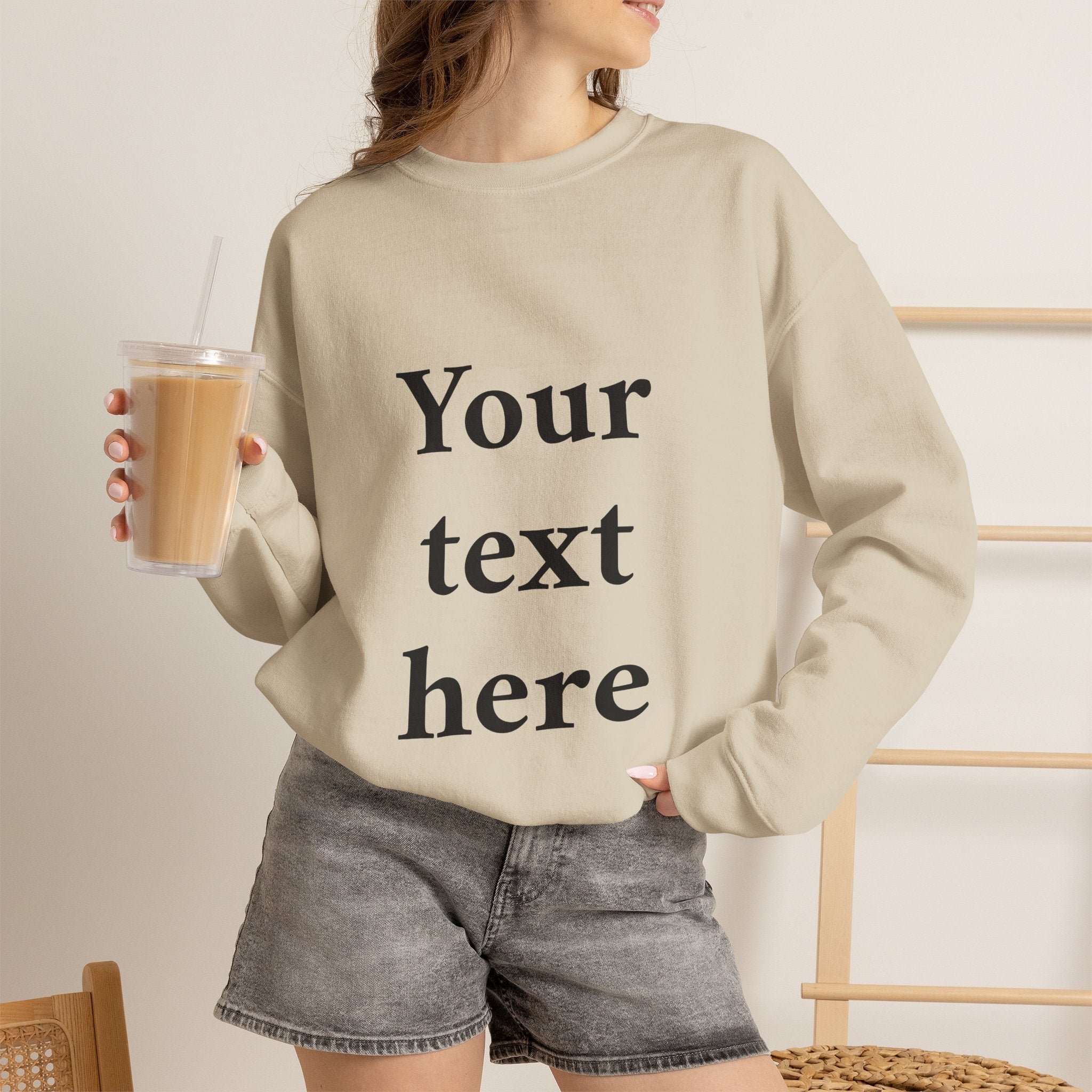 Custom Text Crewneck Sweatshirt — Personalized Minimalist Sweatshirt