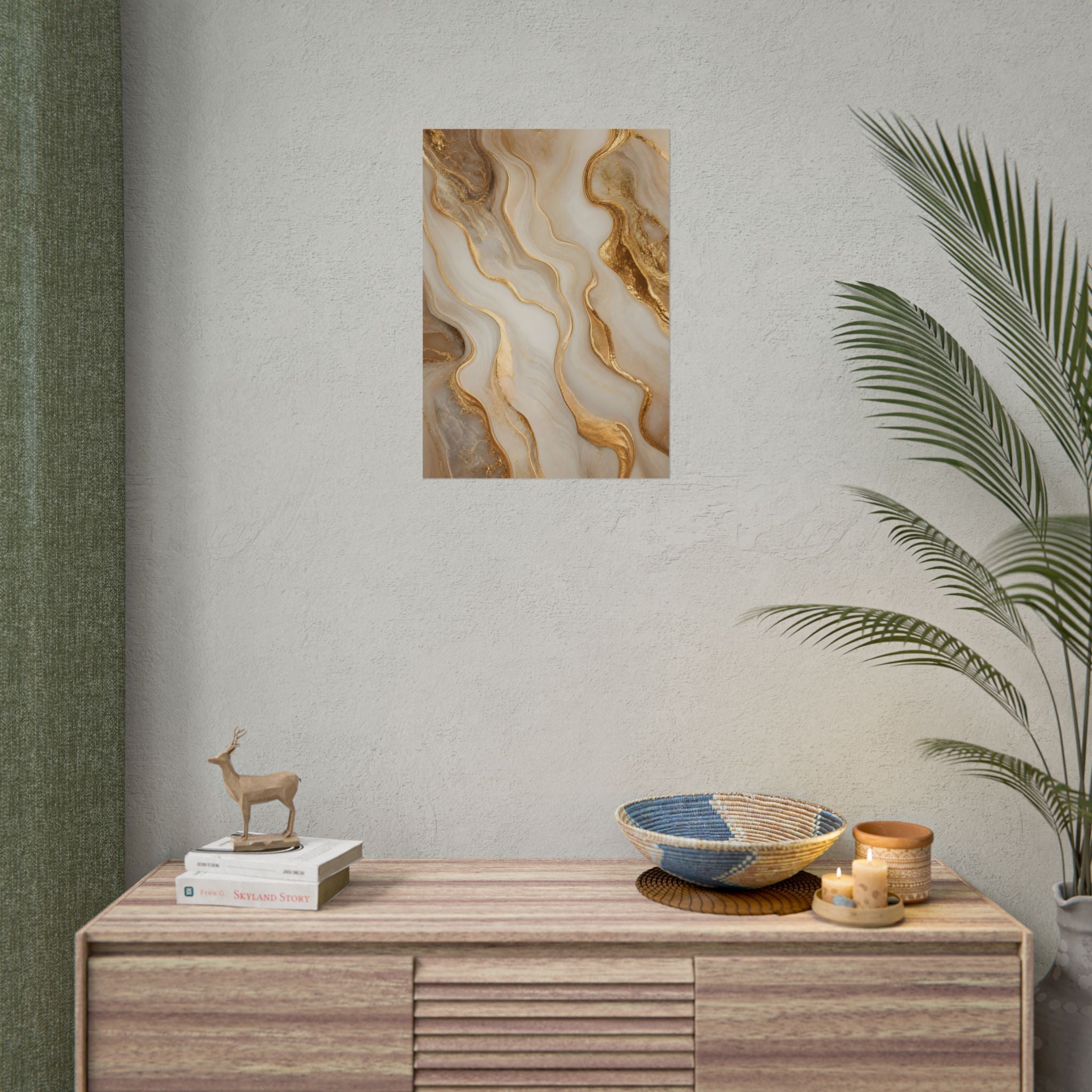 Rolled Poster – Gold Marble Abstract Wall Art, Luxe Swirl Print for Living Room & Office