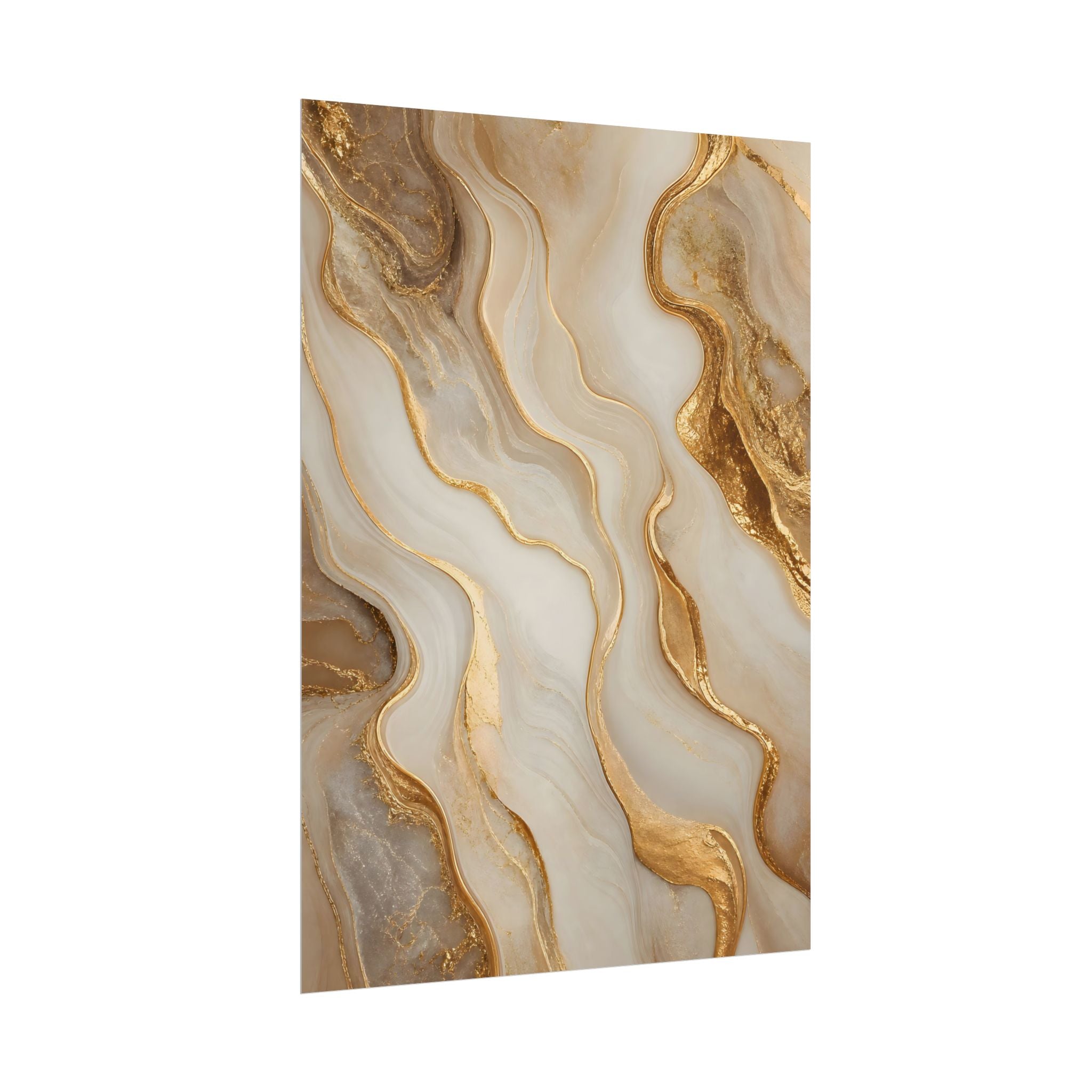 Rolled Poster – Gold Marble Abstract Wall Art, Luxe Swirl Print for Living Room & Office