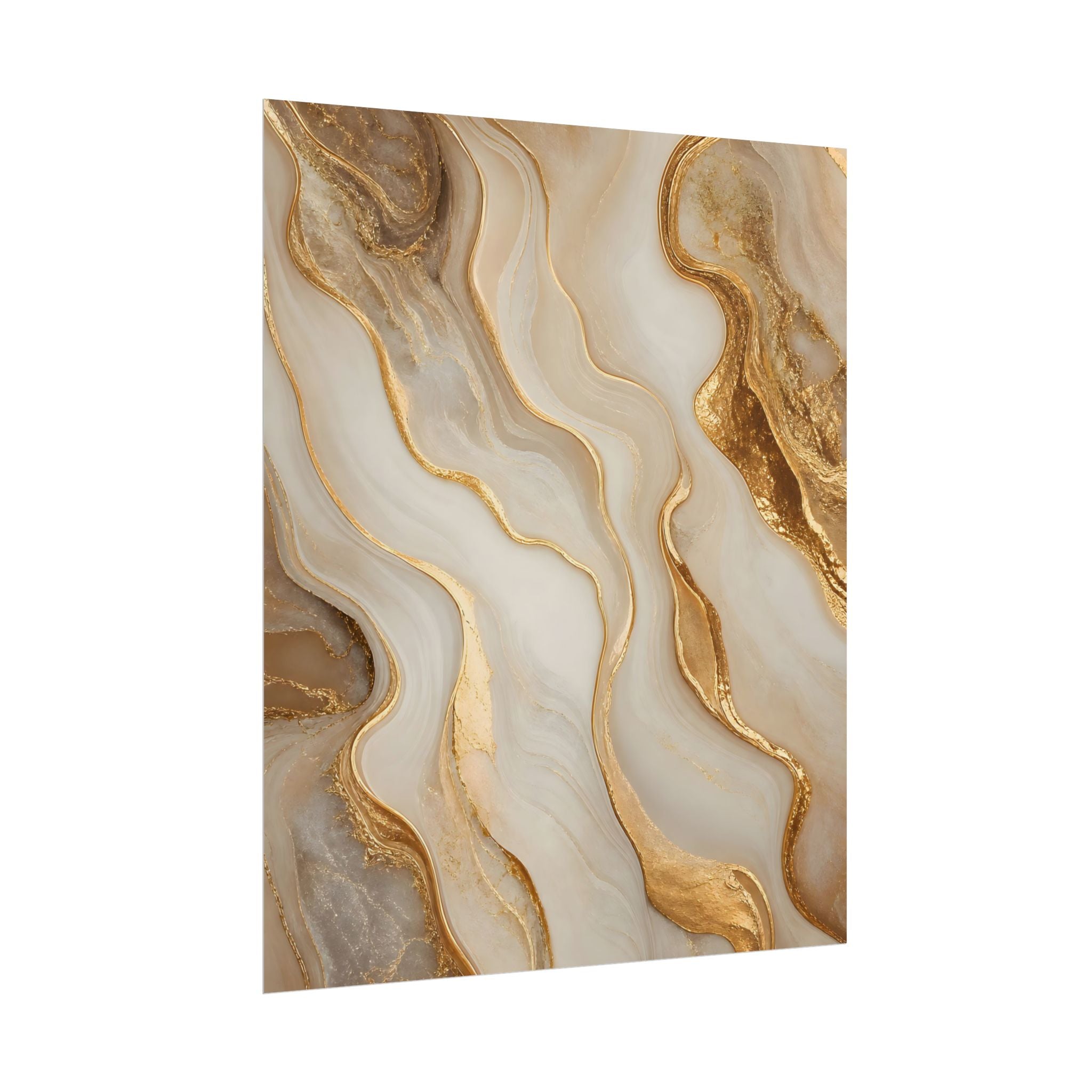 Rolled Poster – Gold Marble Abstract Wall Art, Luxe Swirl Print for Living Room & Office