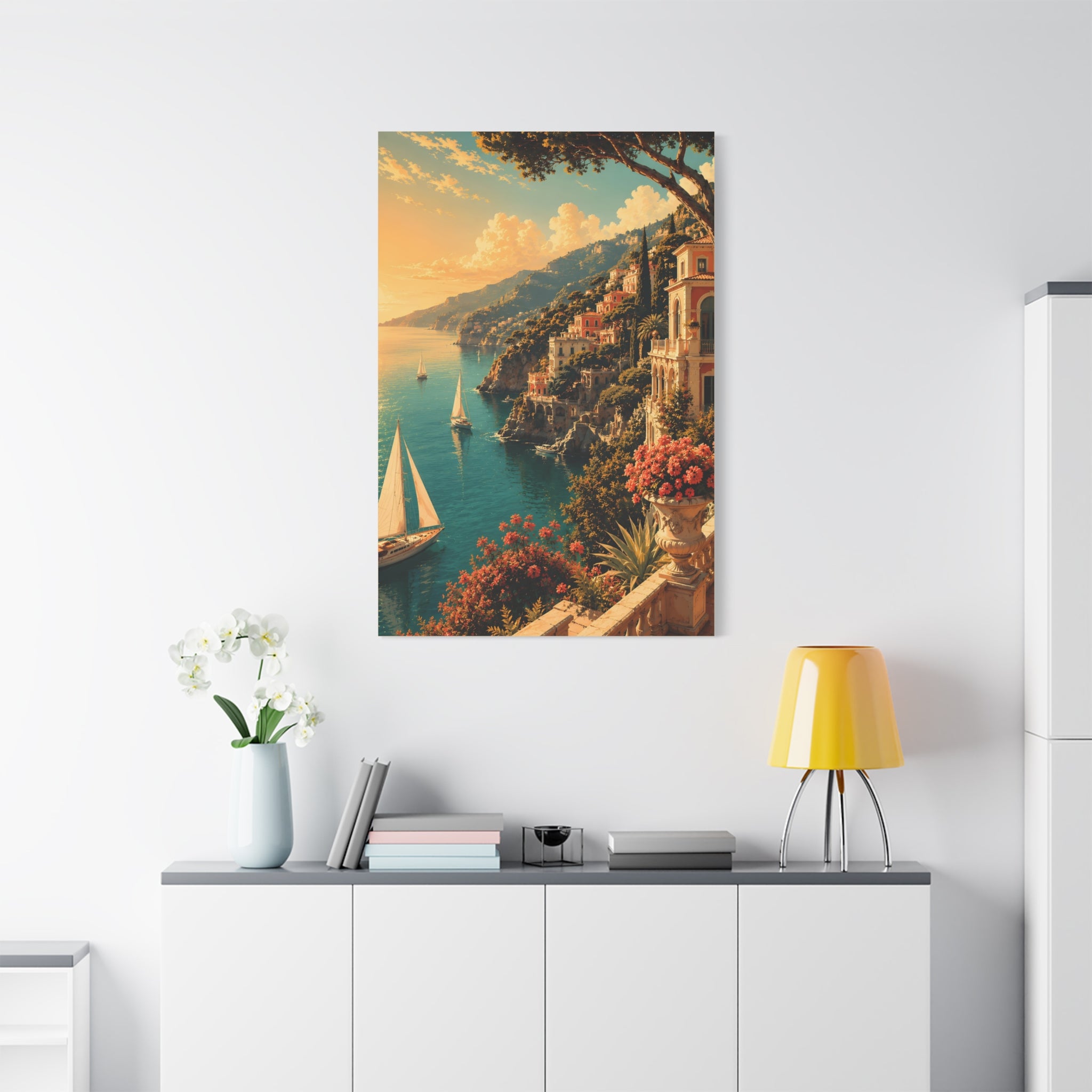 Mediterranean Coastal Sunset Matte Canvas