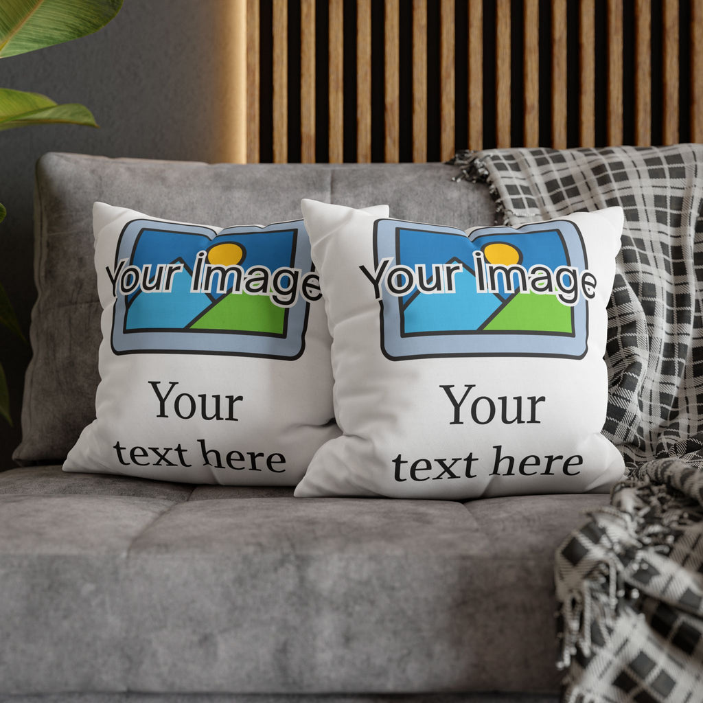 Personalized Photo & Text Throw Pillow Cover