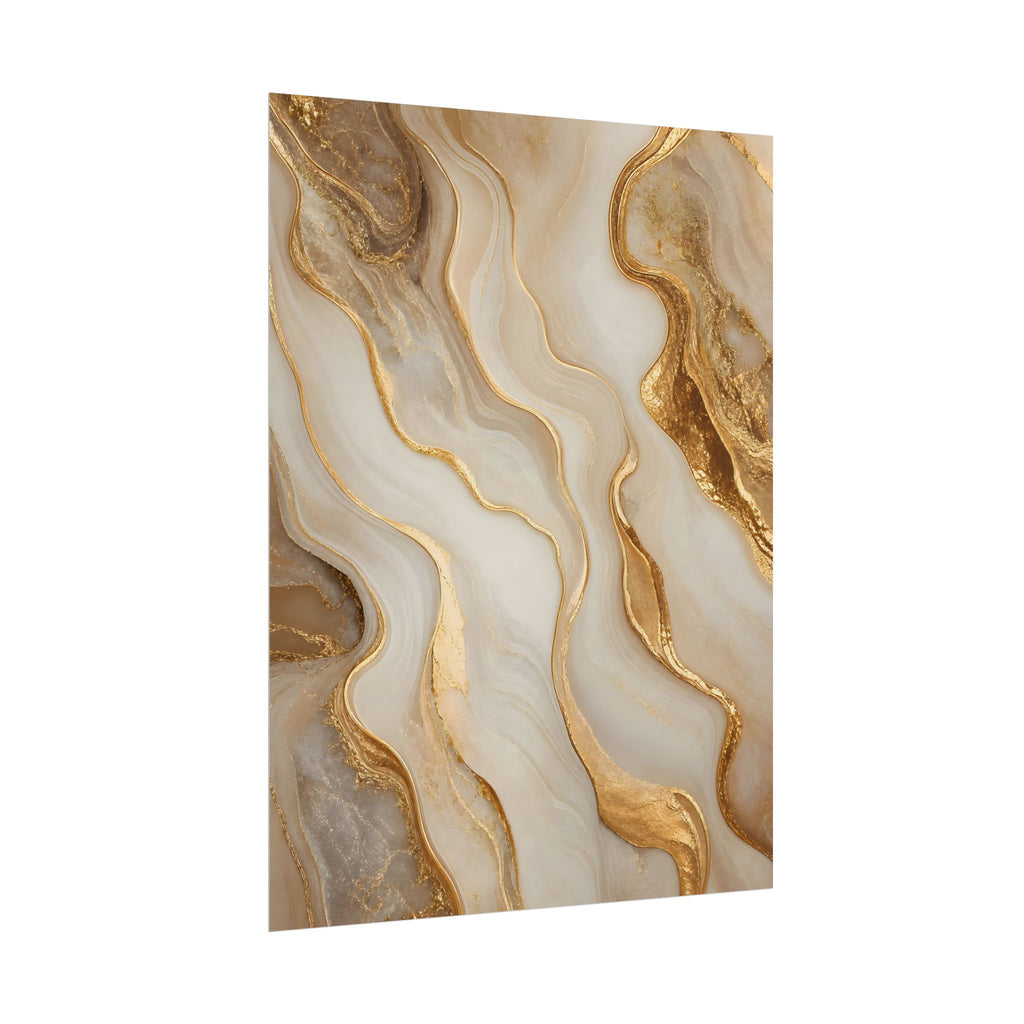 Rolled Poster – Gold Marble Abstract Wall Art, Luxe Swirl Print for Living Room & Office