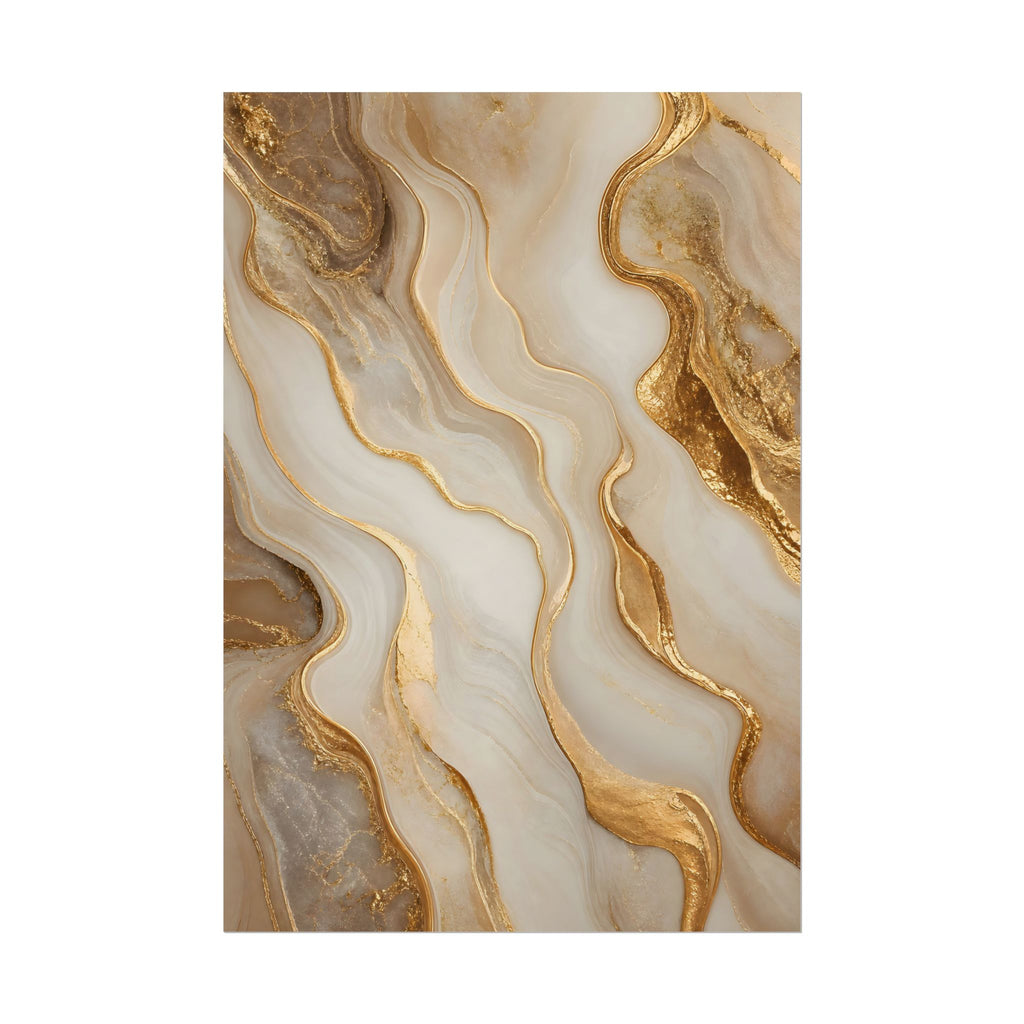 Rolled Poster – Gold Marble Abstract Wall Art, Luxe Swirl Print for Living Room & Office