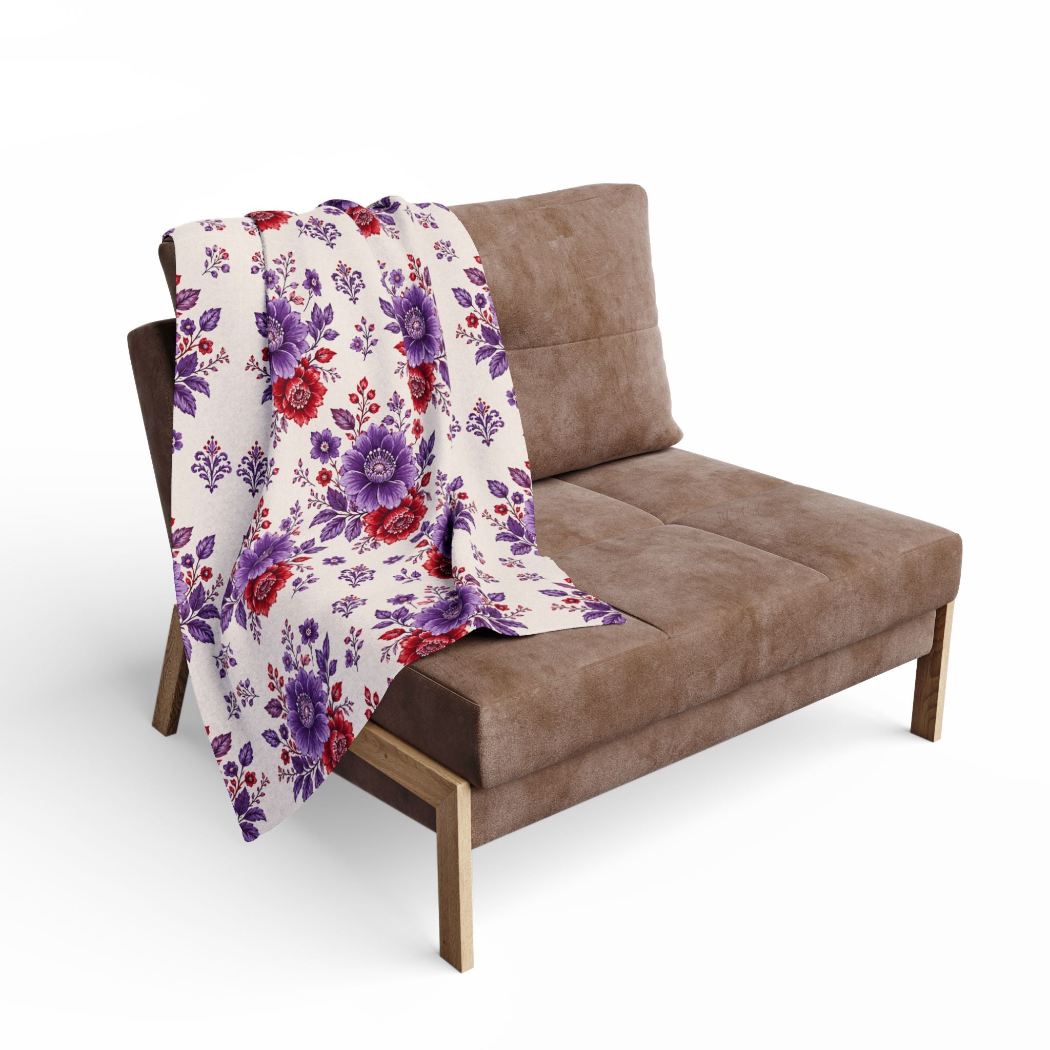 Floral Fleece Blanket — Purple & Red Vintage Blossom Throw