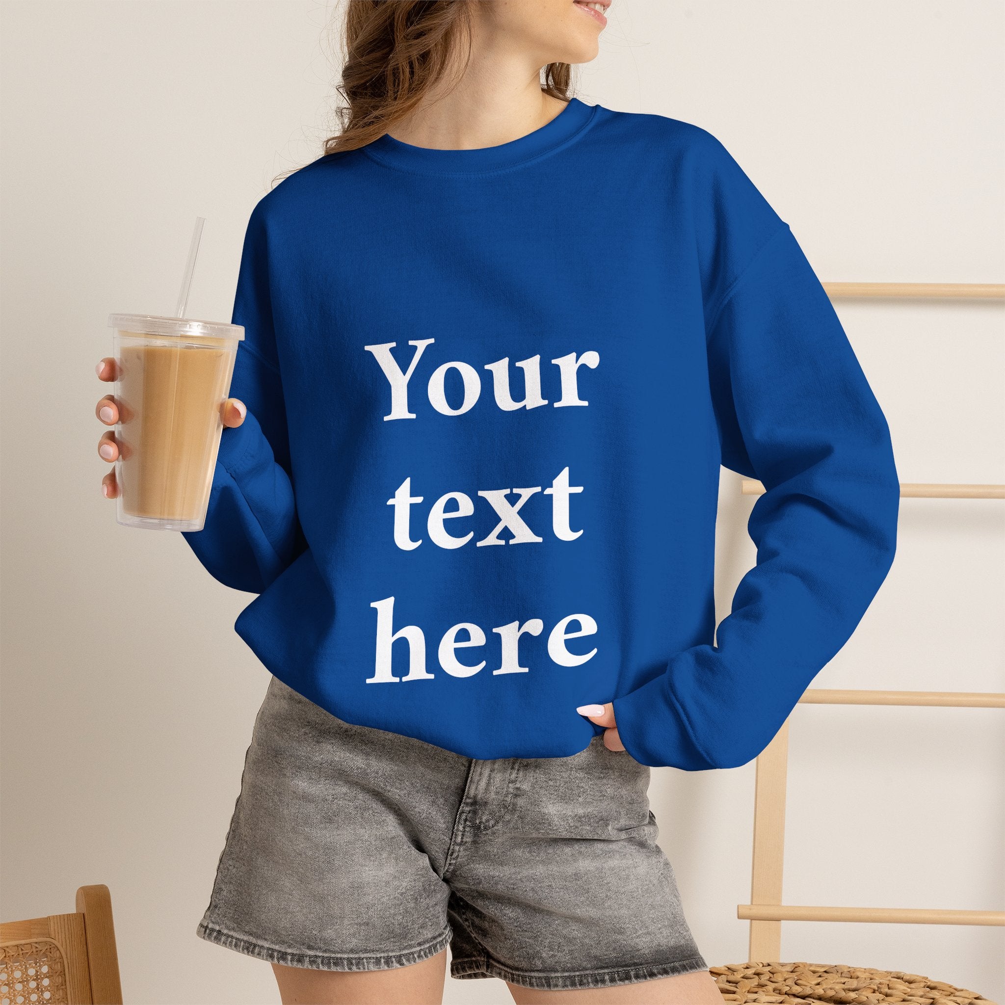 Custom Text Crewneck Sweatshirt — Personalized Minimalist Sweatshirt