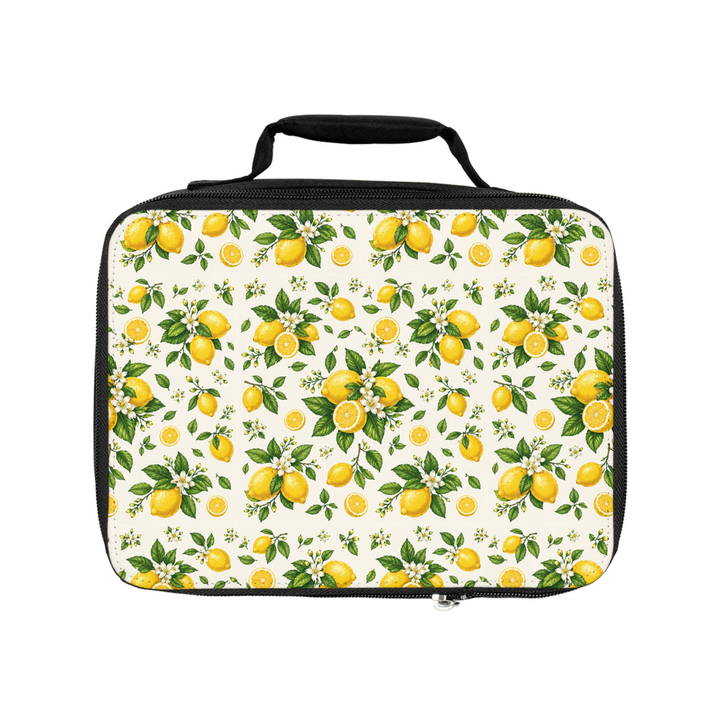 Lemon Pattern Lunch Bag – Insulated Citrus Floral Kids & Adult Bento Tote
