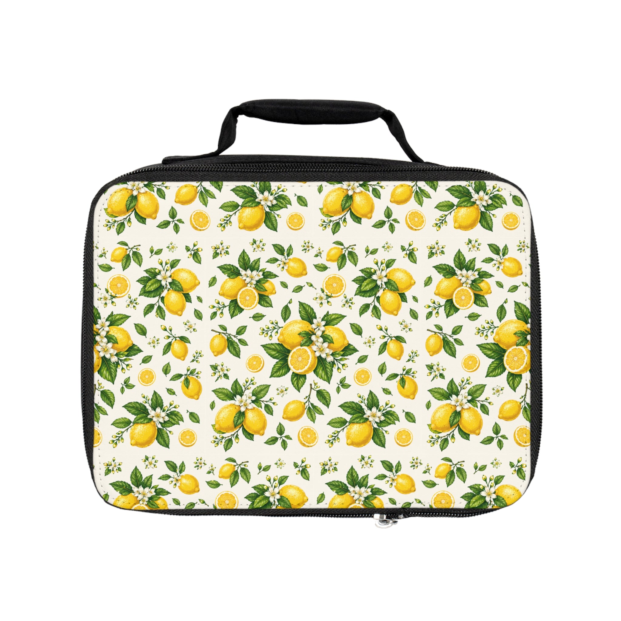 Lemon Pattern Lunch Bag – Insulated Citrus Floral Kids & Adult Bento Tote