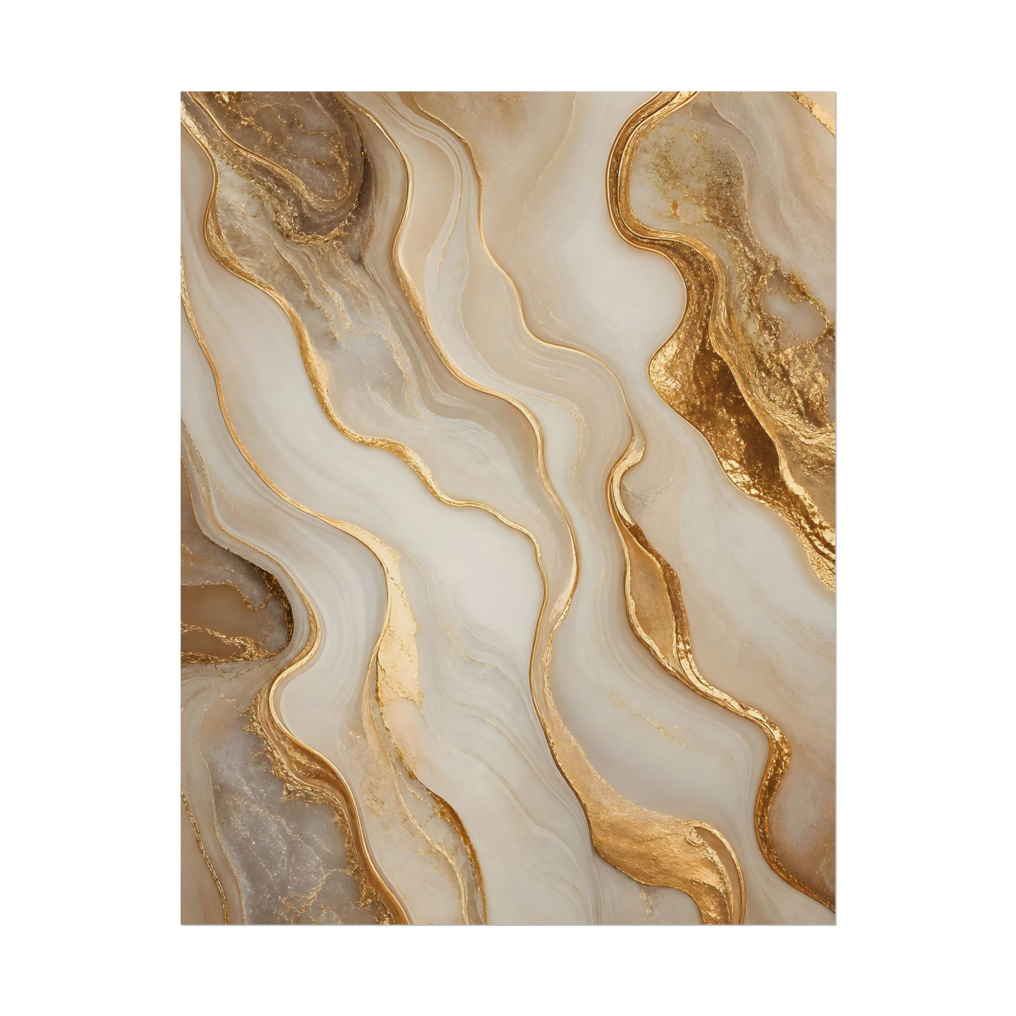 Rolled Poster – Gold Marble Abstract Wall Art, Luxe Swirl Print for Living Room & Office