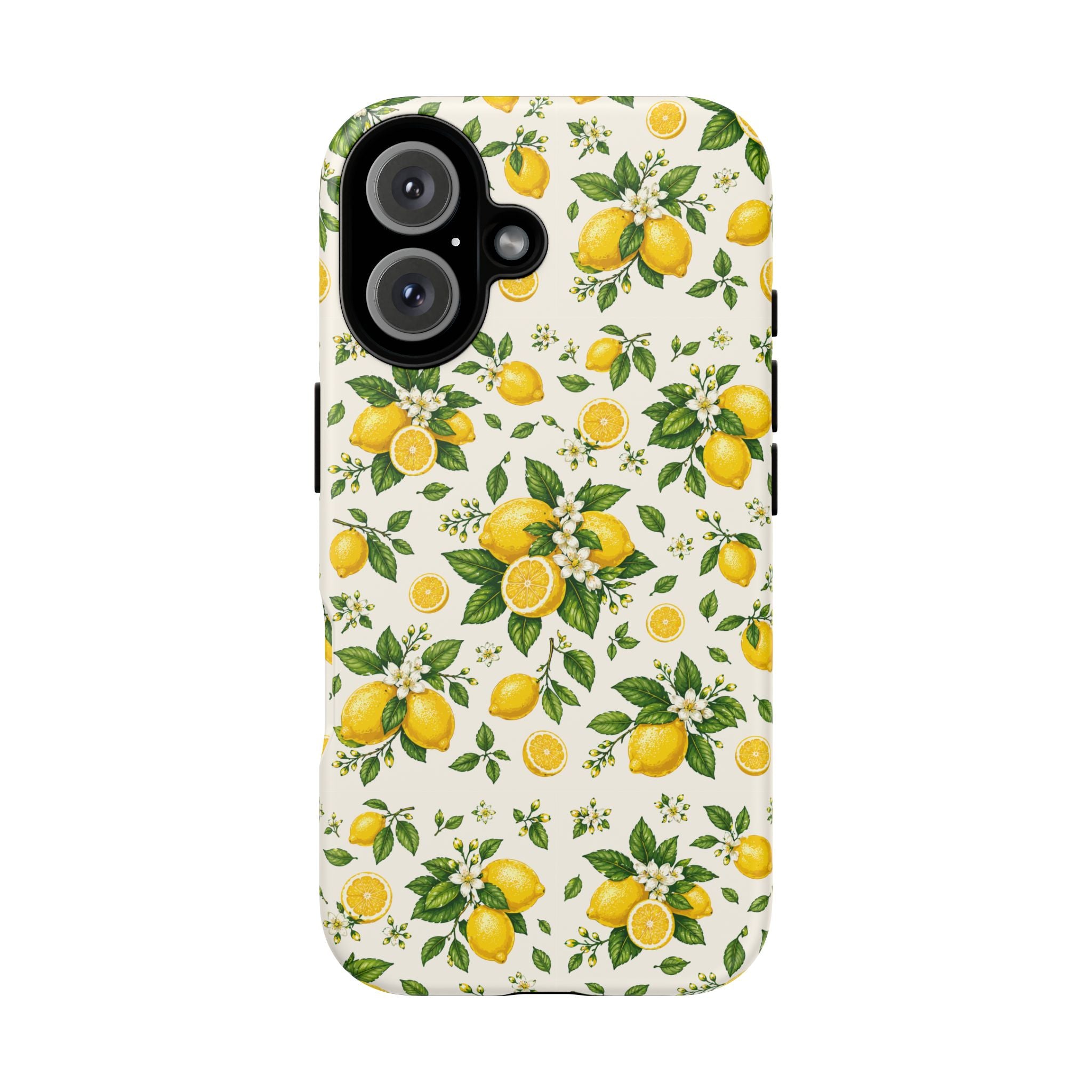 Lemon Pattern Tough Phone Case — Citrus Floral Protective iPhone Cover